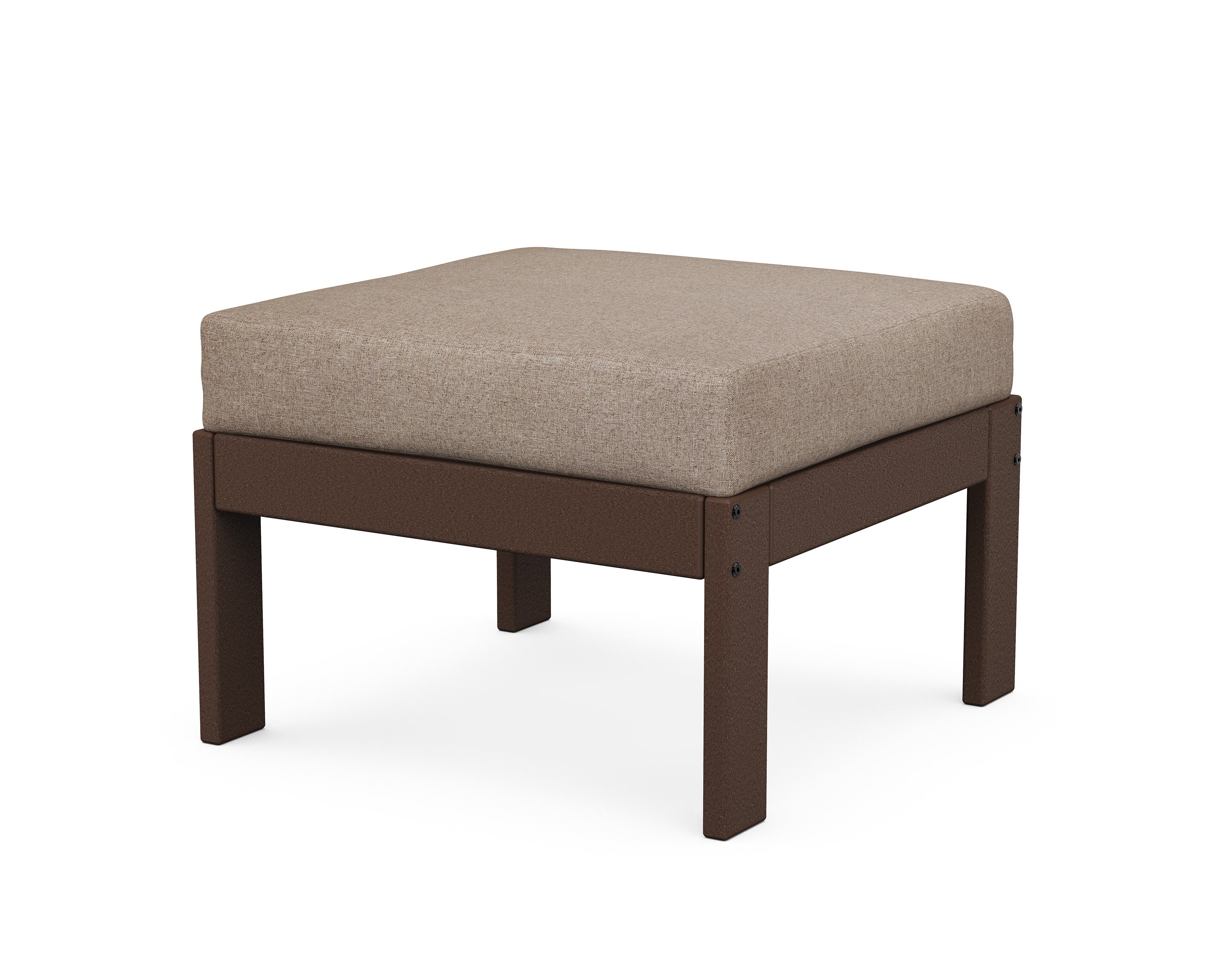 Vineyard Modular Ottoman in Mahogany / Spiced Burlap