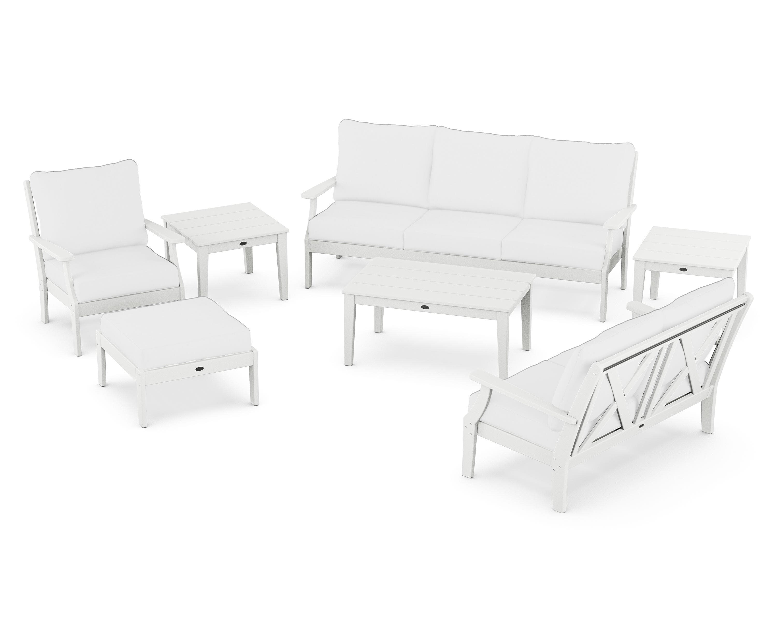 Braxton 7-Piece Deep Seating Set in White / Natural