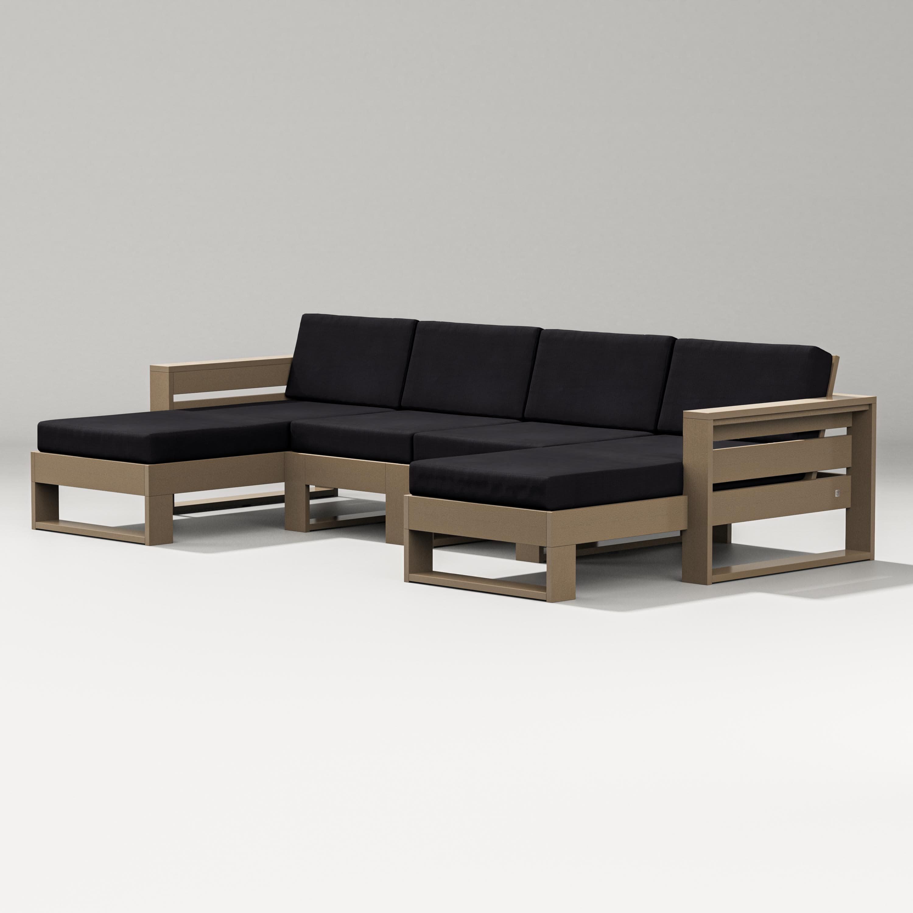 Latitude Double Chaise Sectional in Vintage Sahara / Midnight Linen