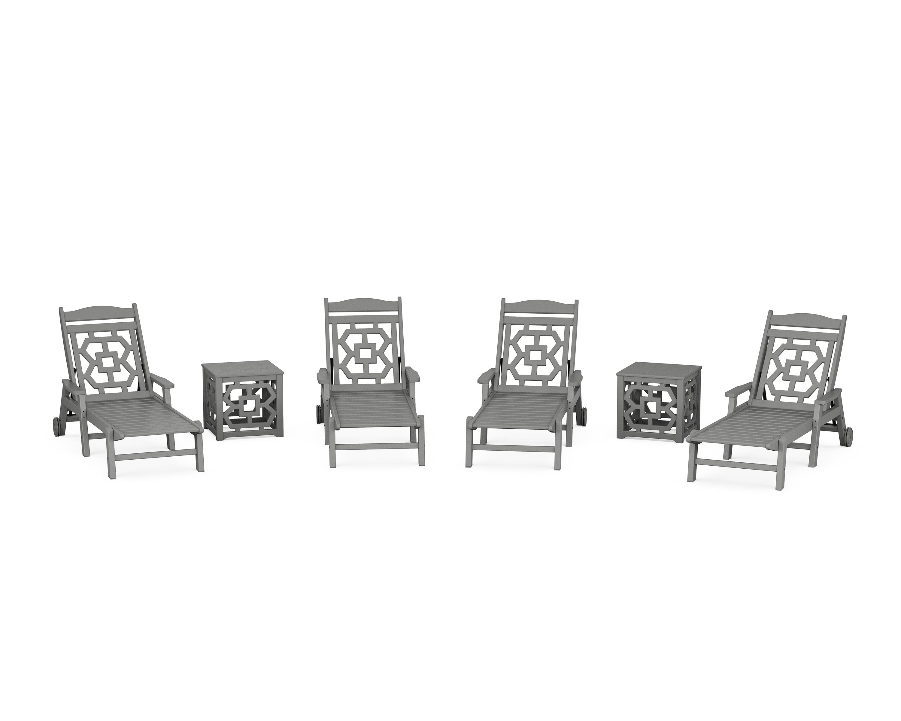 Chinoiserie 6-Piece Chaise Set in Slate Grey