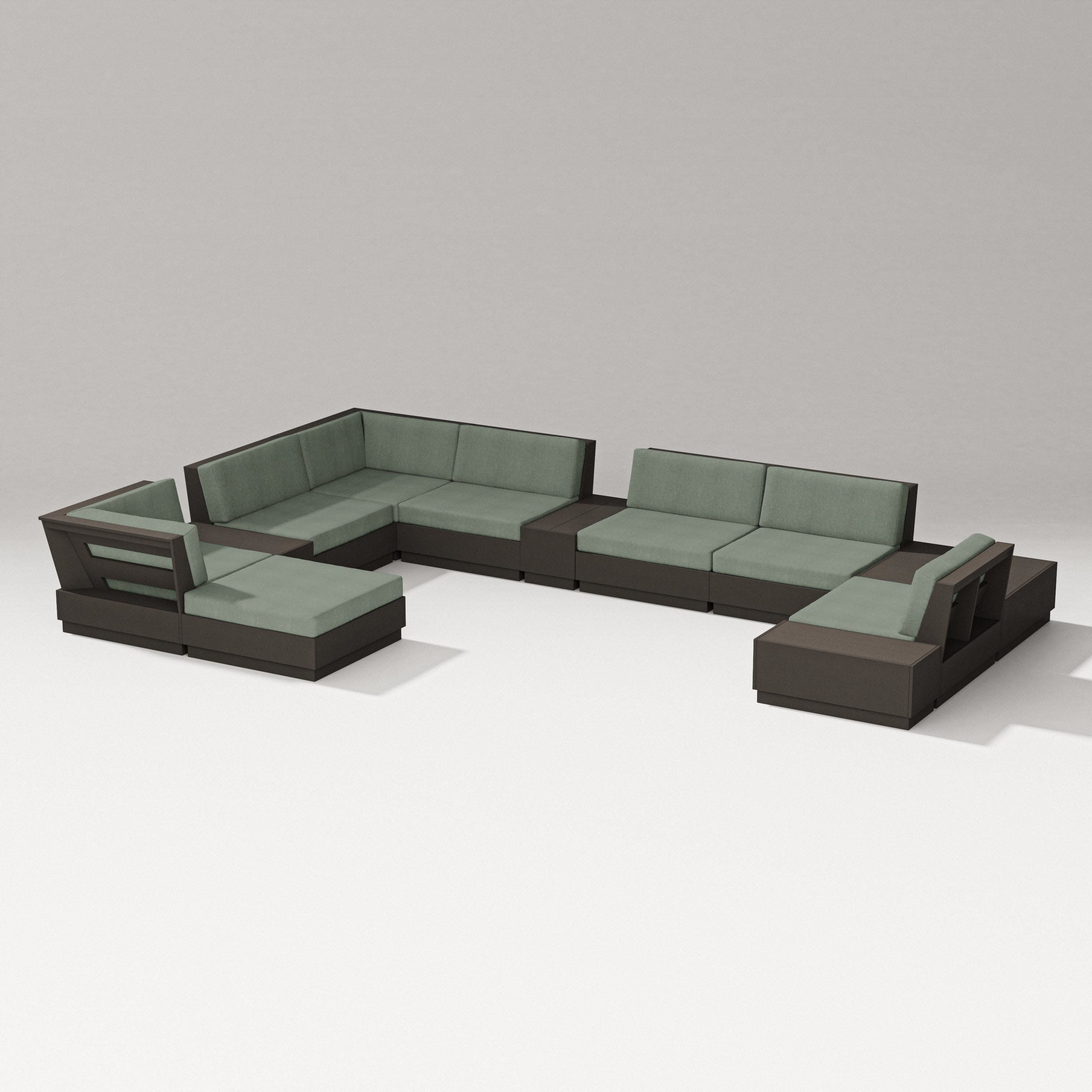 Elevate 12-Piece Conversation Sectional Set in Vintage Coffee / Cast Sage