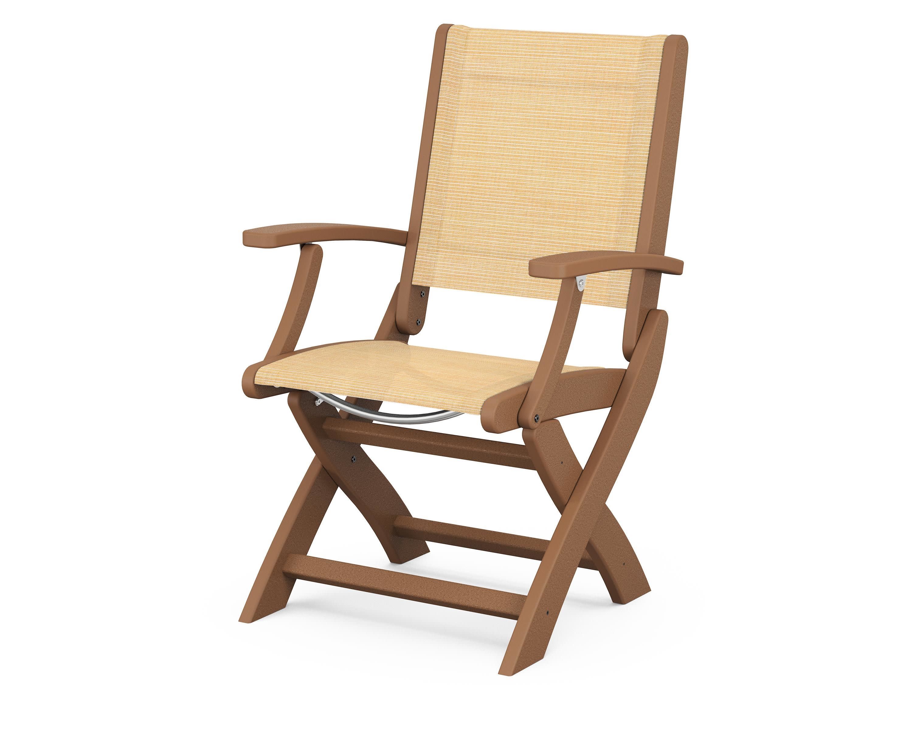 Coastal Folding Chair in Teak / Dupioni Apricot Sling