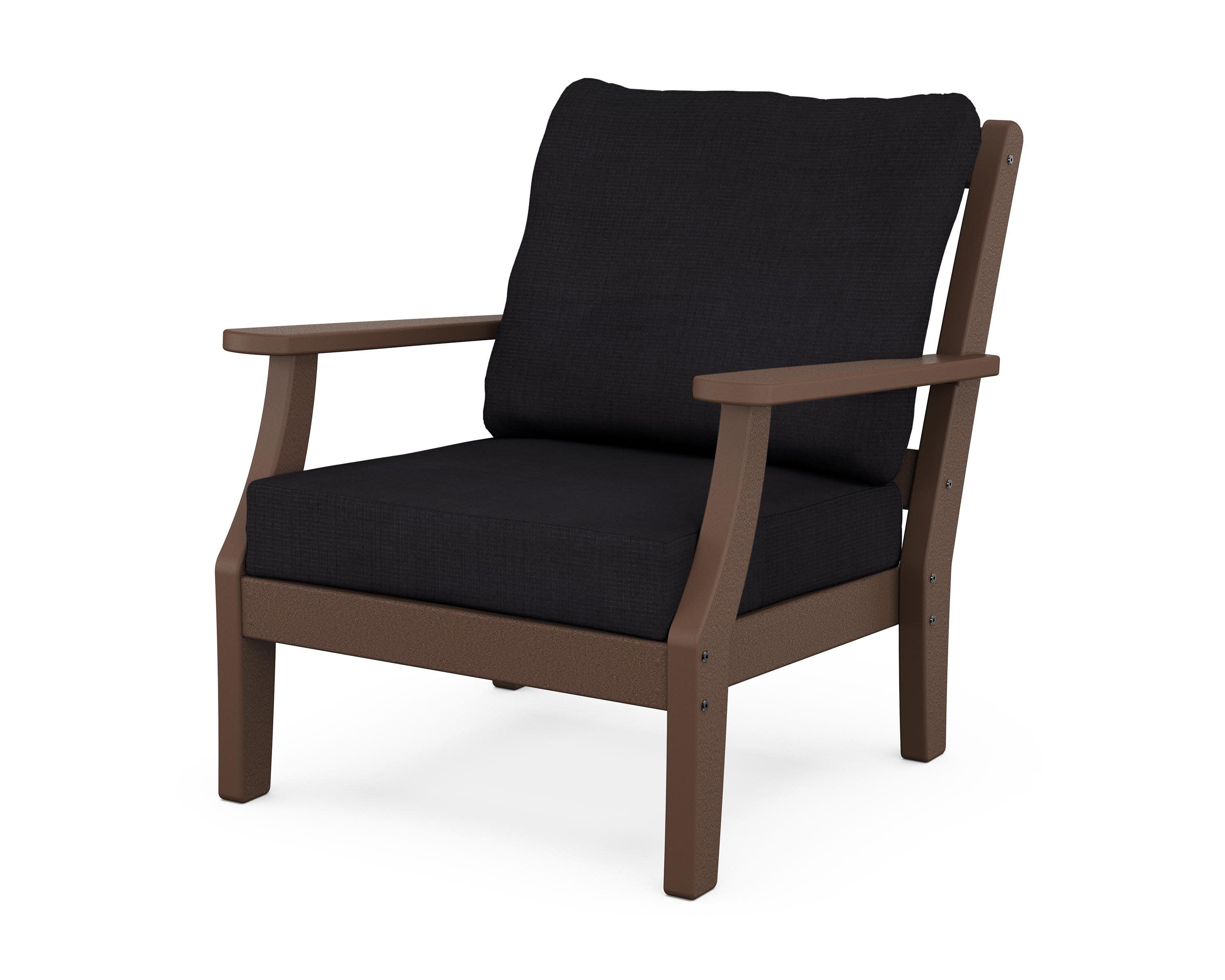 Chinoiserie Deep Seating Chair in Mahogany / Midnight Linen