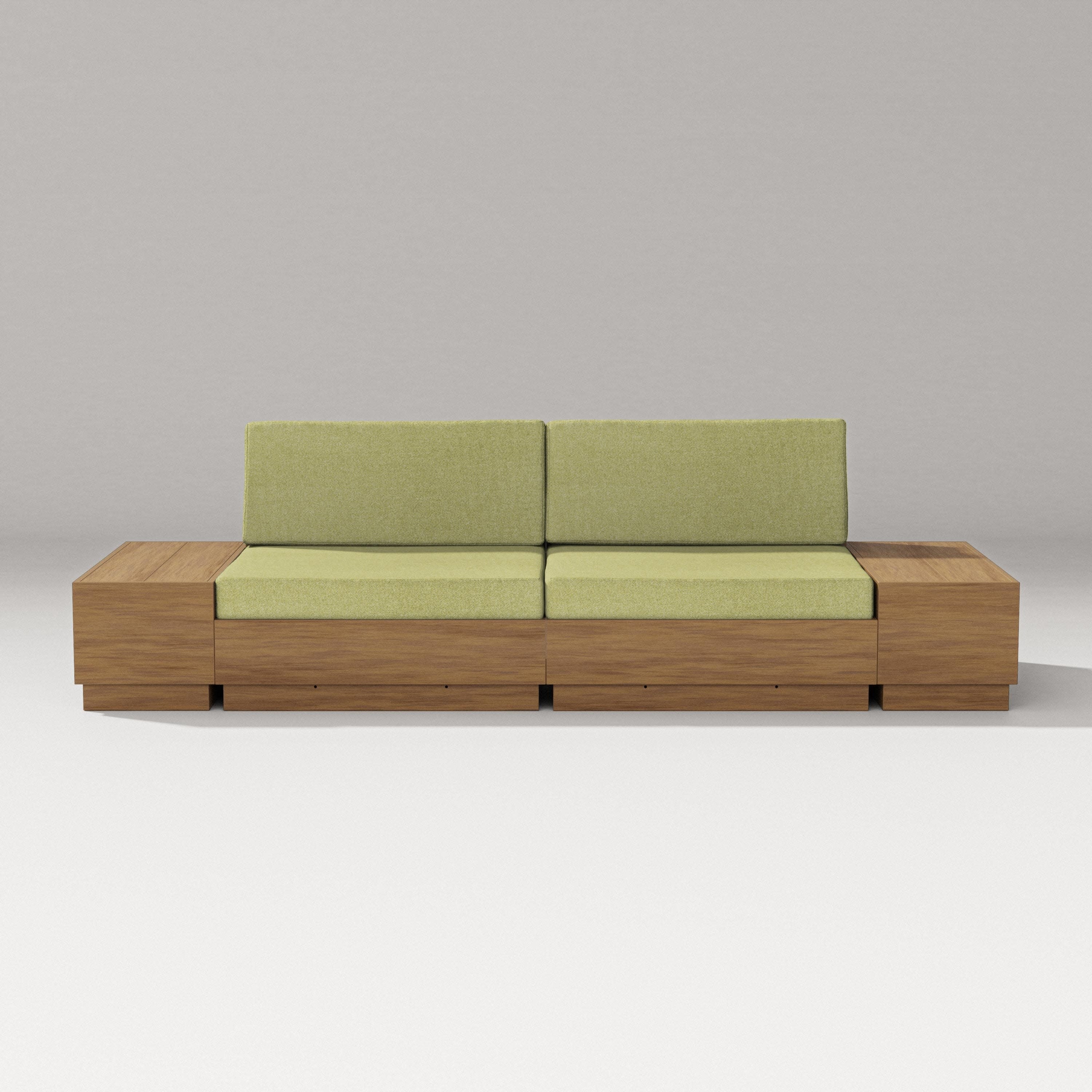 Elevate 4-Piece Loveseat Sectional in Natural / Chartreuse Boucle
