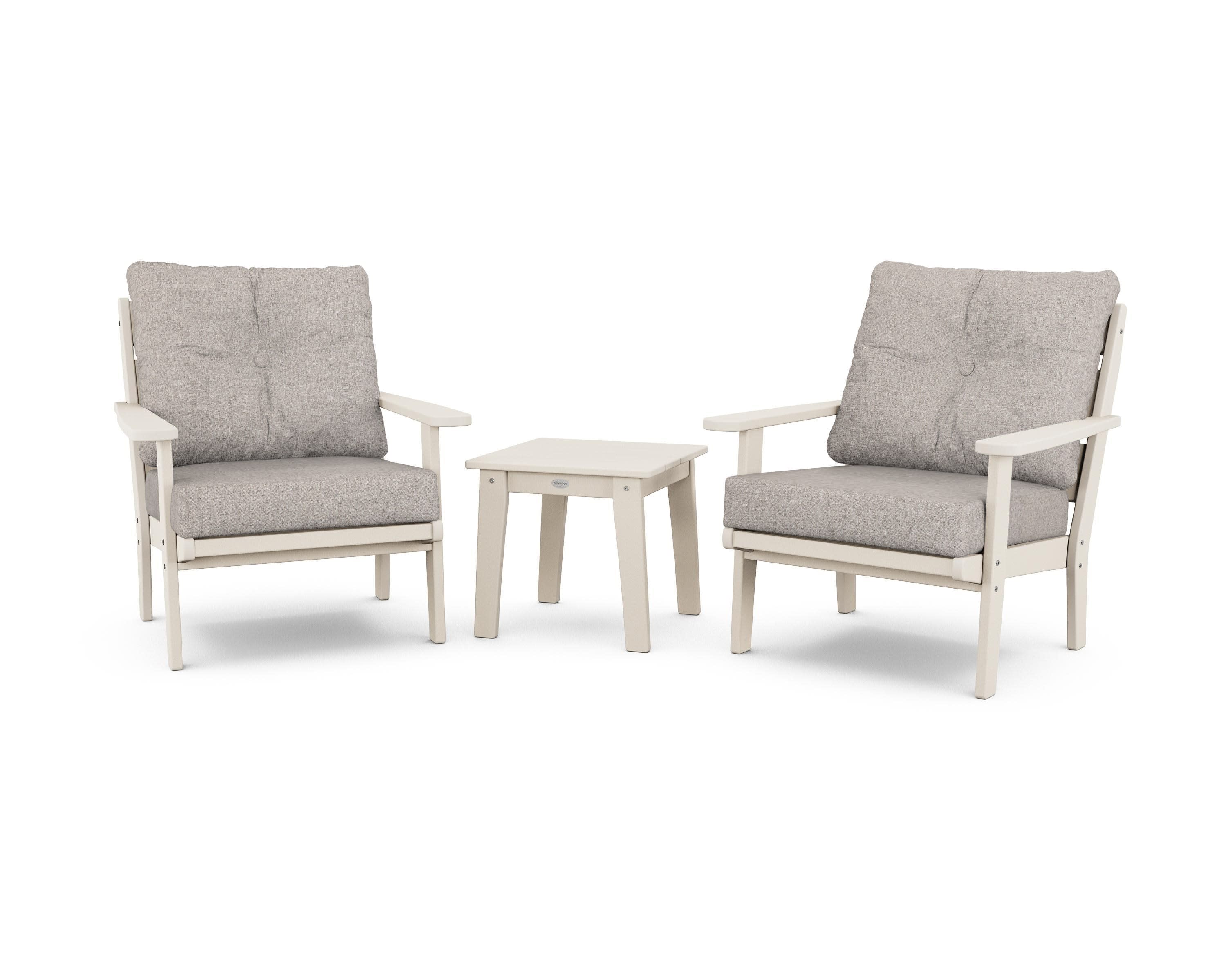 Lakeside 3-Piece Deep Seating Chair Set in Sand / Weathered Tweed
