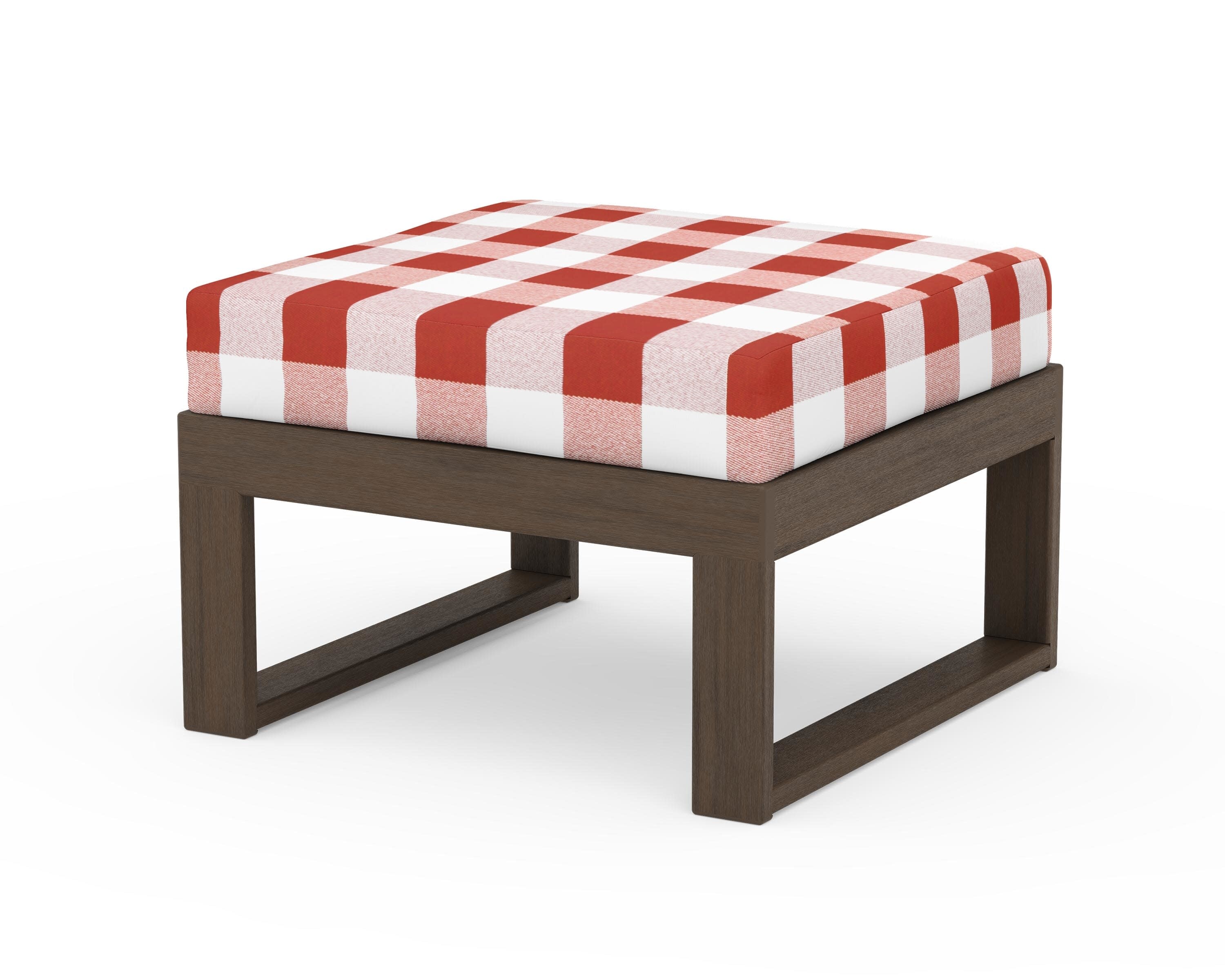 Modular Ottoman - Modern in Kona / Buffalo Plaid Crimson