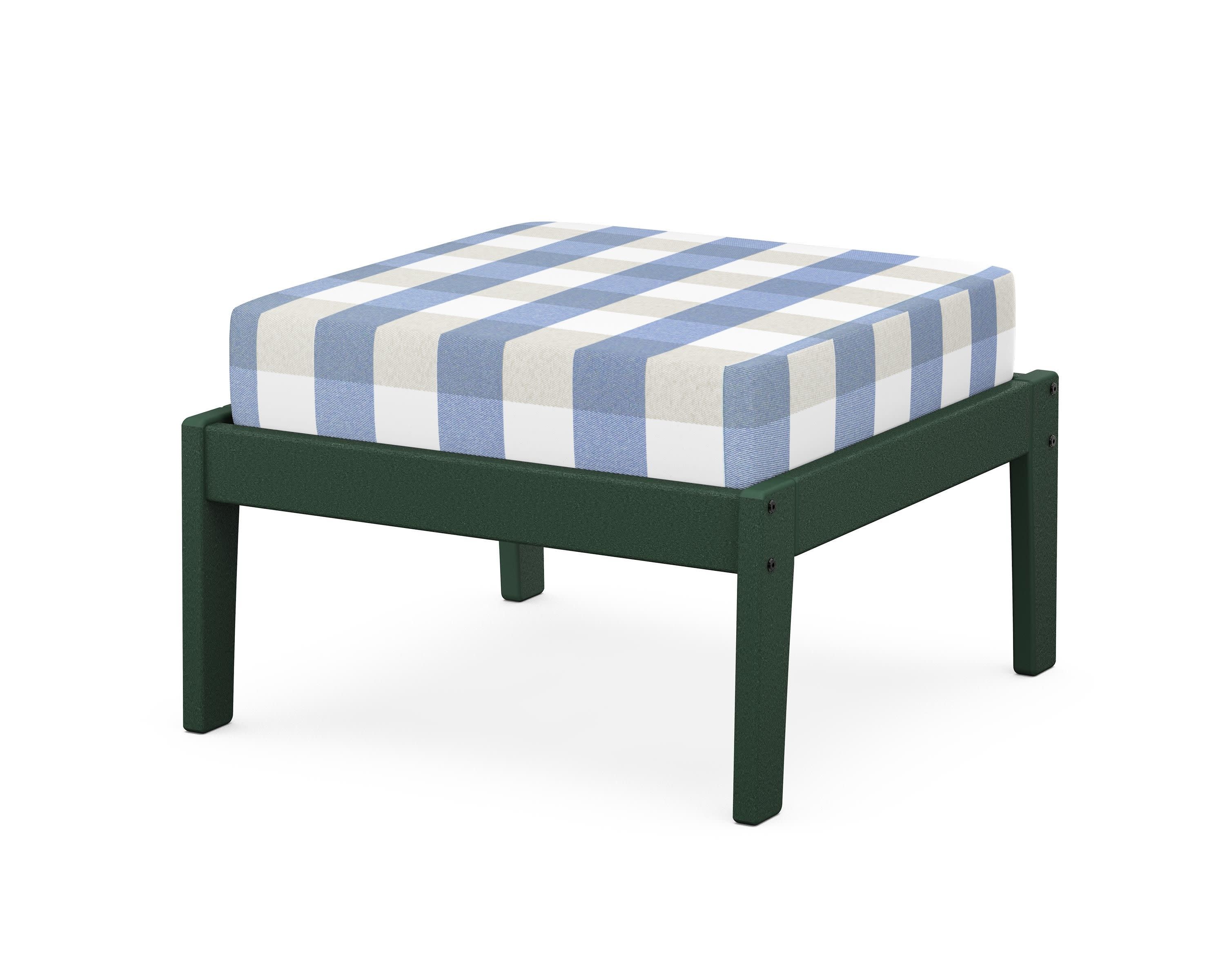 Deep Seating Ottoman in Green / Buffalo Plaid Sky Blue