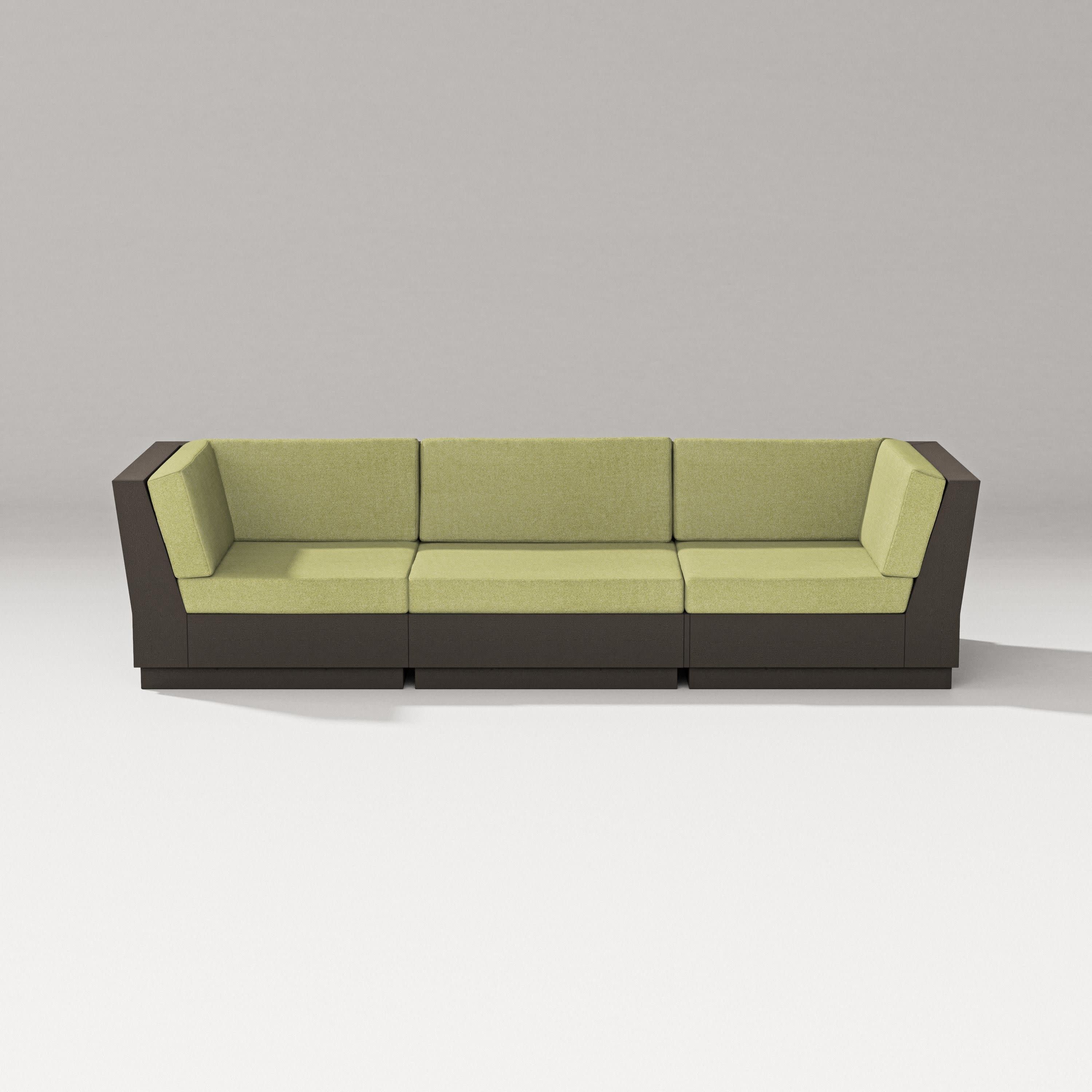 Elevate Sofa Sectional in Vintage Coffee / Chartreuse Boucle