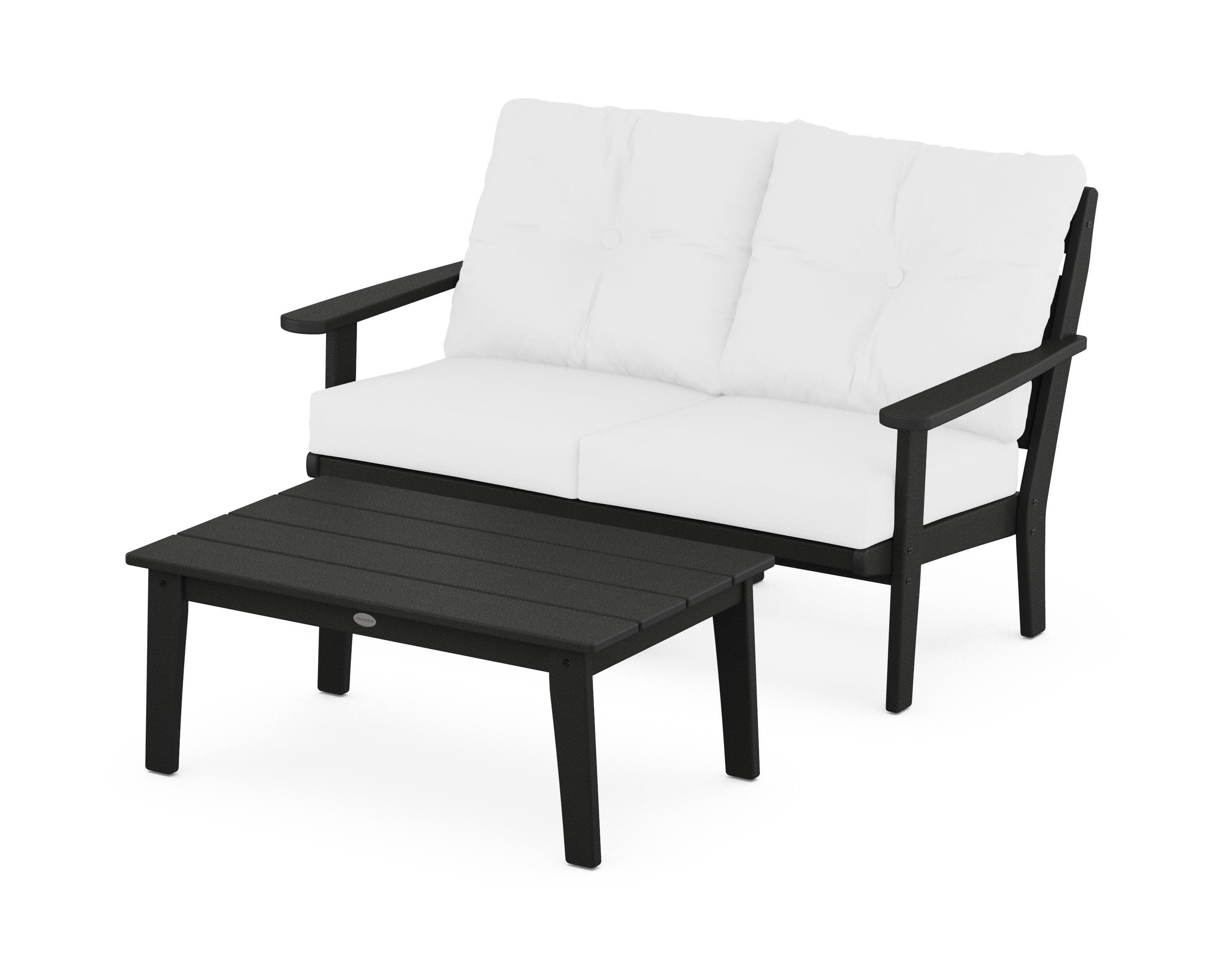 Lakeside 2-Piece Lounge Loveseat Set in Black / Natural