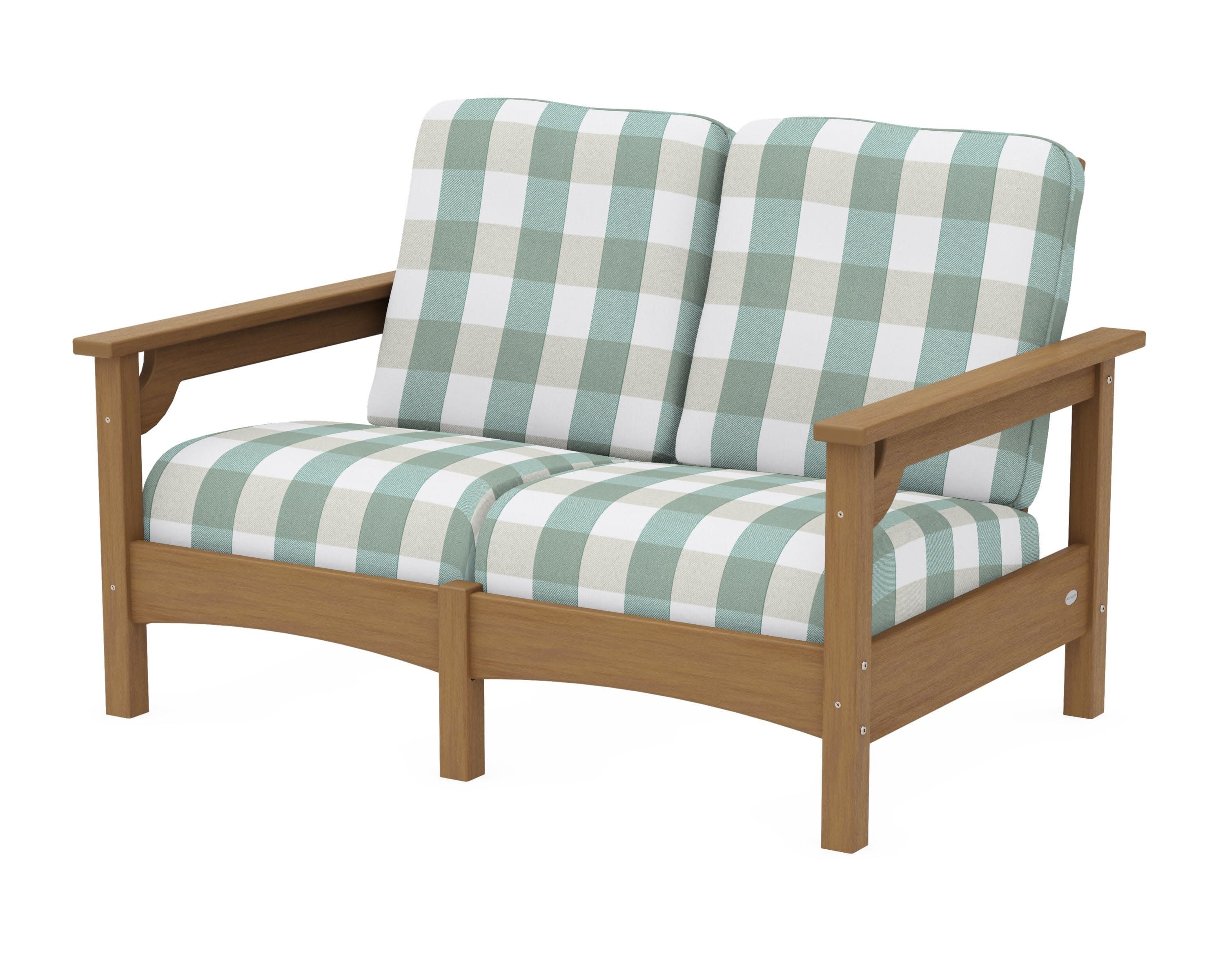 Club Loveseat in Natural / Buffalo Plaid Glacier Spa