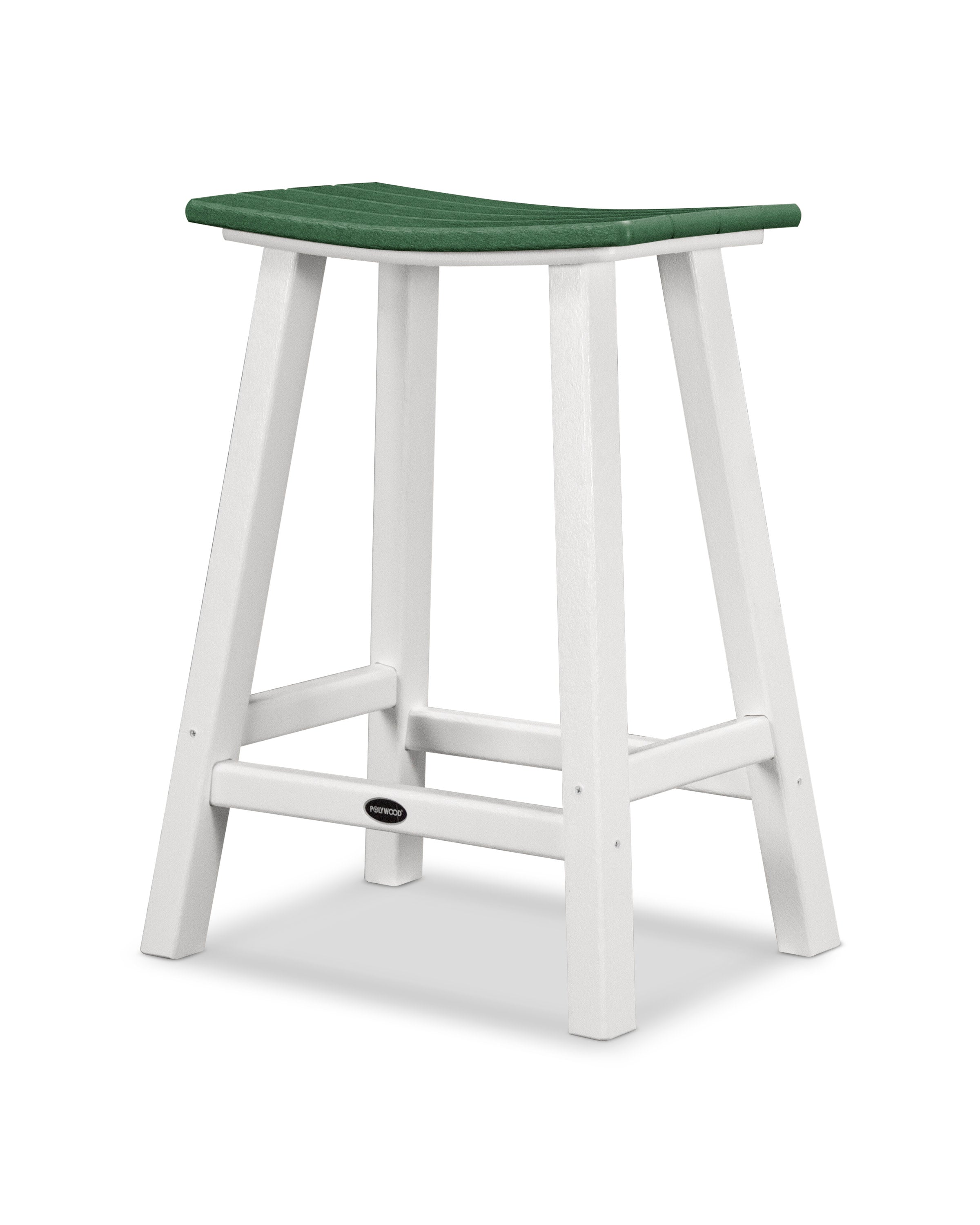Contempo 24" Saddle Counter Stool in White / Green