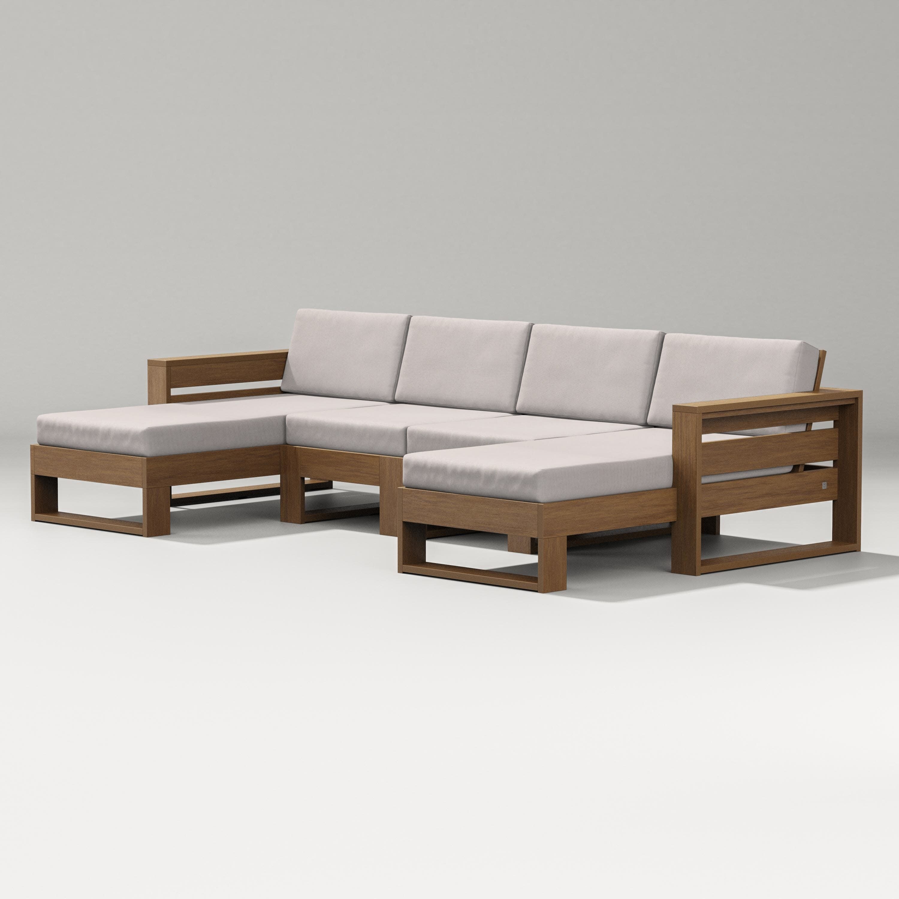 Latitude Double Chaise Sectional in Natural / Dune Burlap
