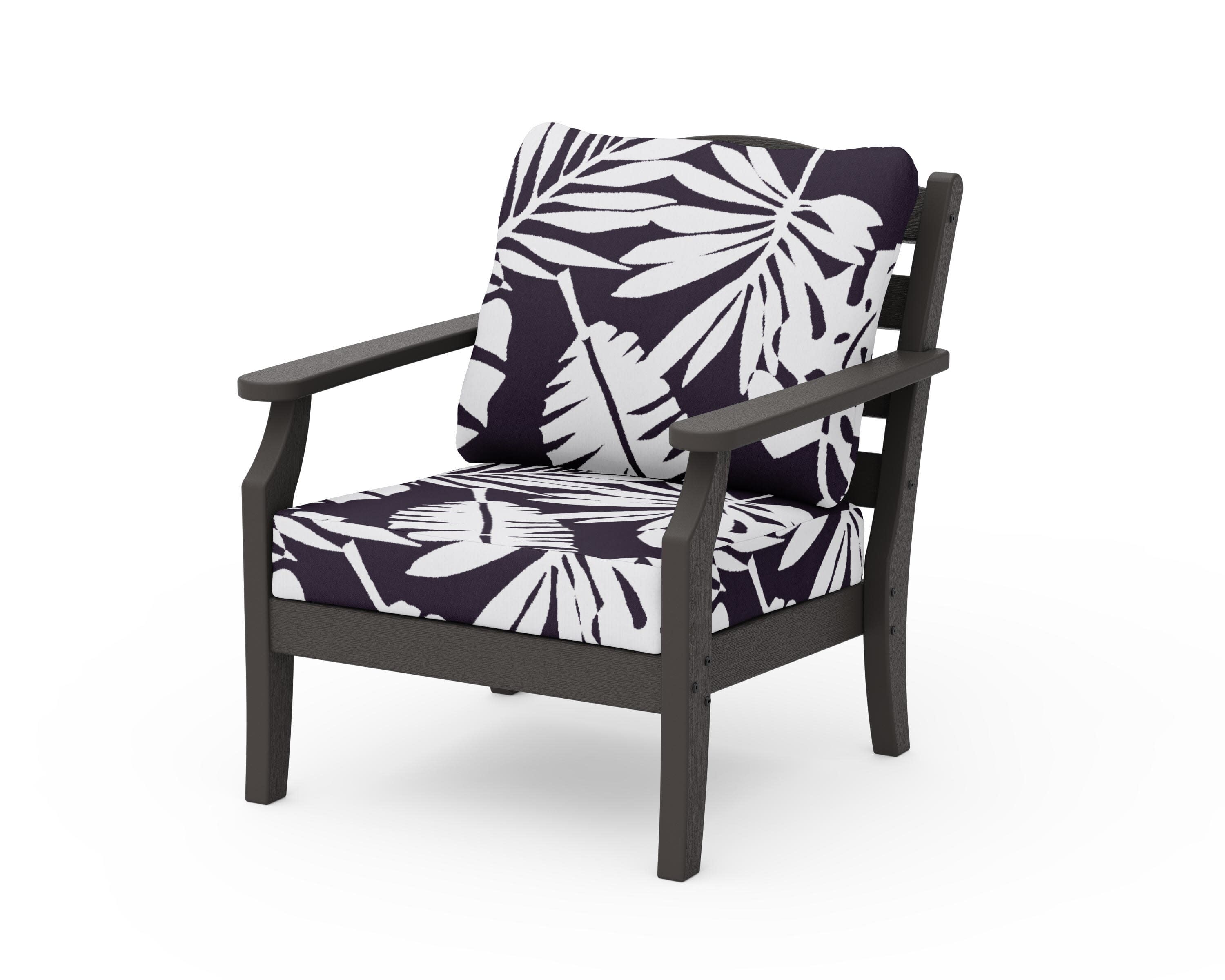 Savannah Deep Seating Chair in Vintage Coffee / Leaf Navy