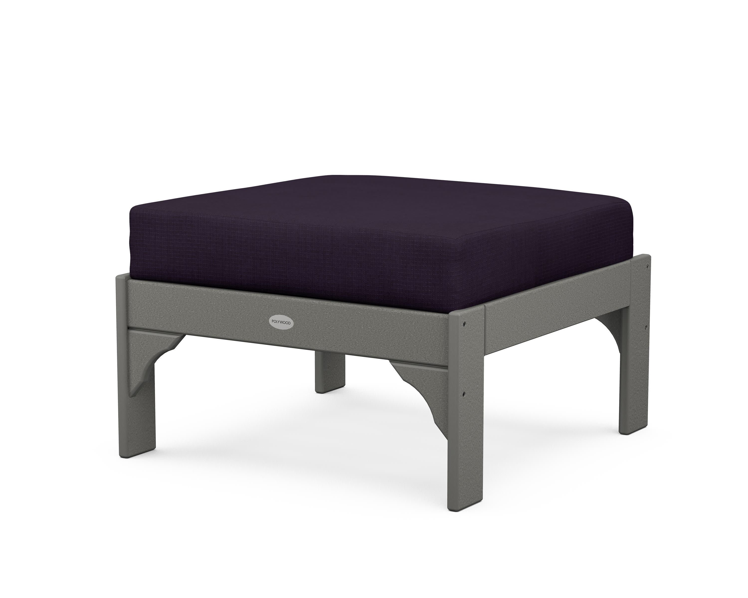 Vineyard Deep Seating Ottoman in Slate Grey / Navy Linen