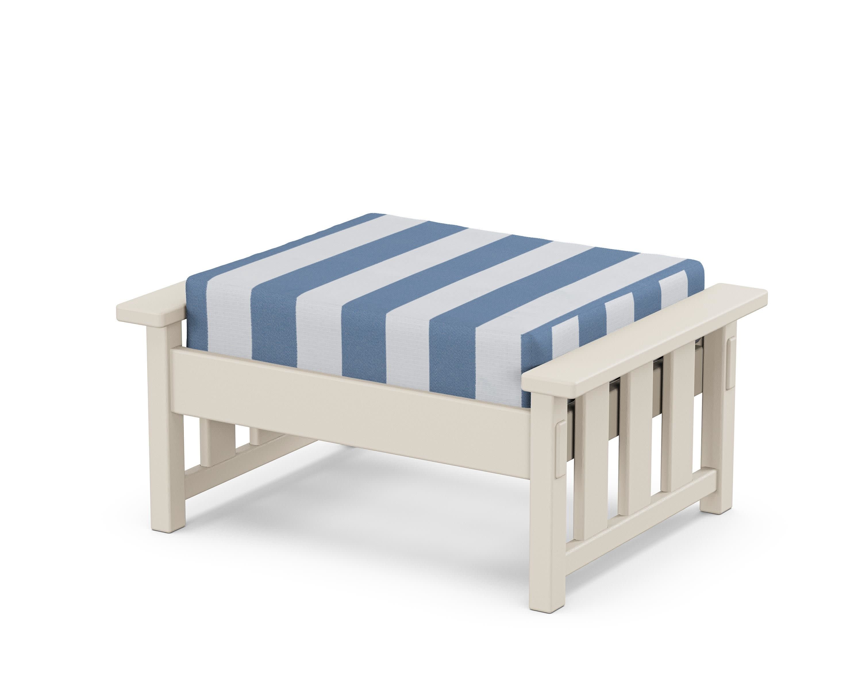 Acadia Deep Seating Ottoman in Sand / Cabana Stripe Sky Blue