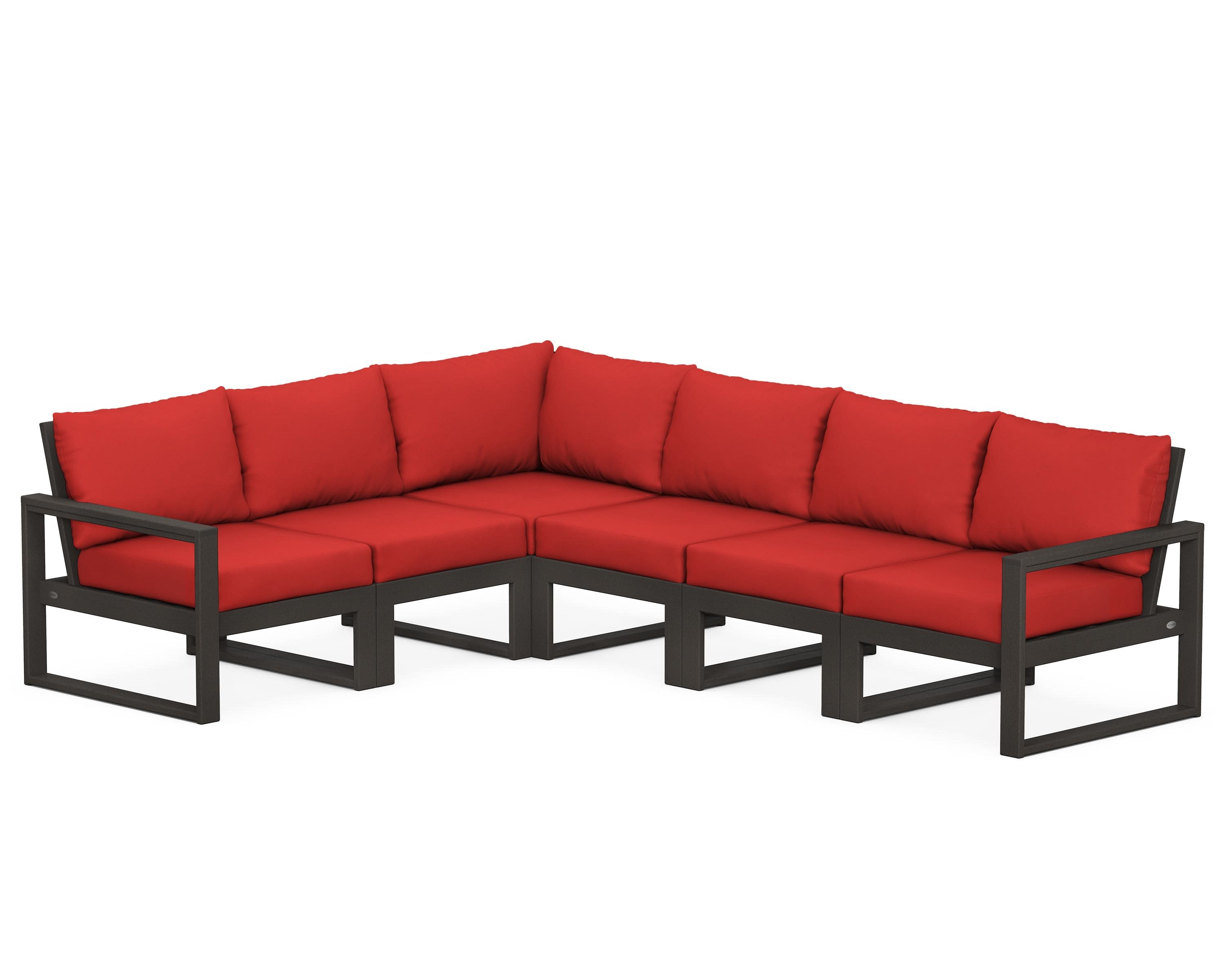EDGE 6-Piece Modular Deep Seating Set in Vintage Coffee / Crimson Linen