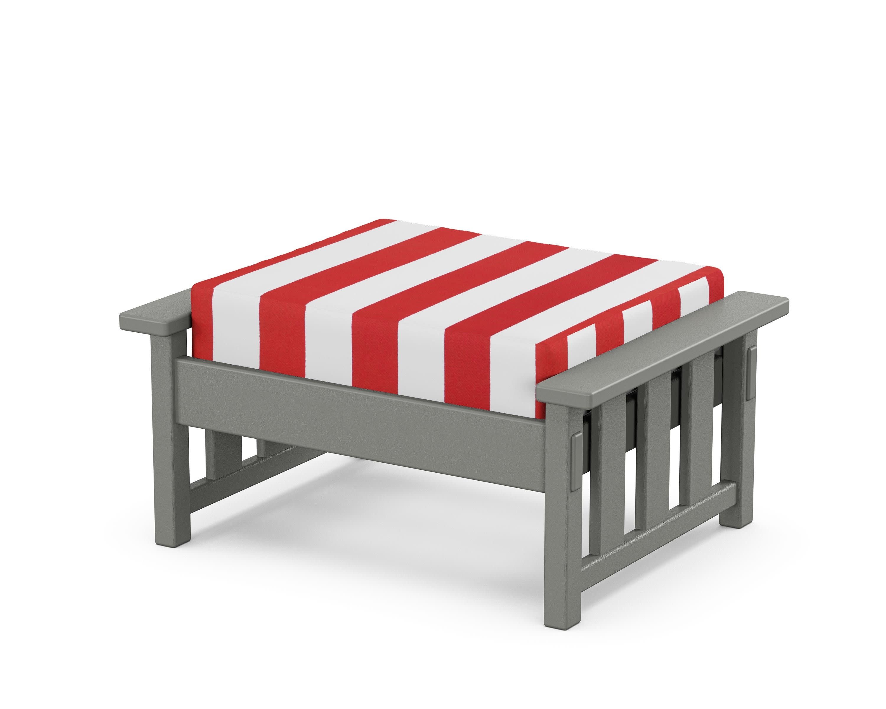 Acadia Deep Seating Ottoman in Slate Grey / Cabana Stripe Crimson