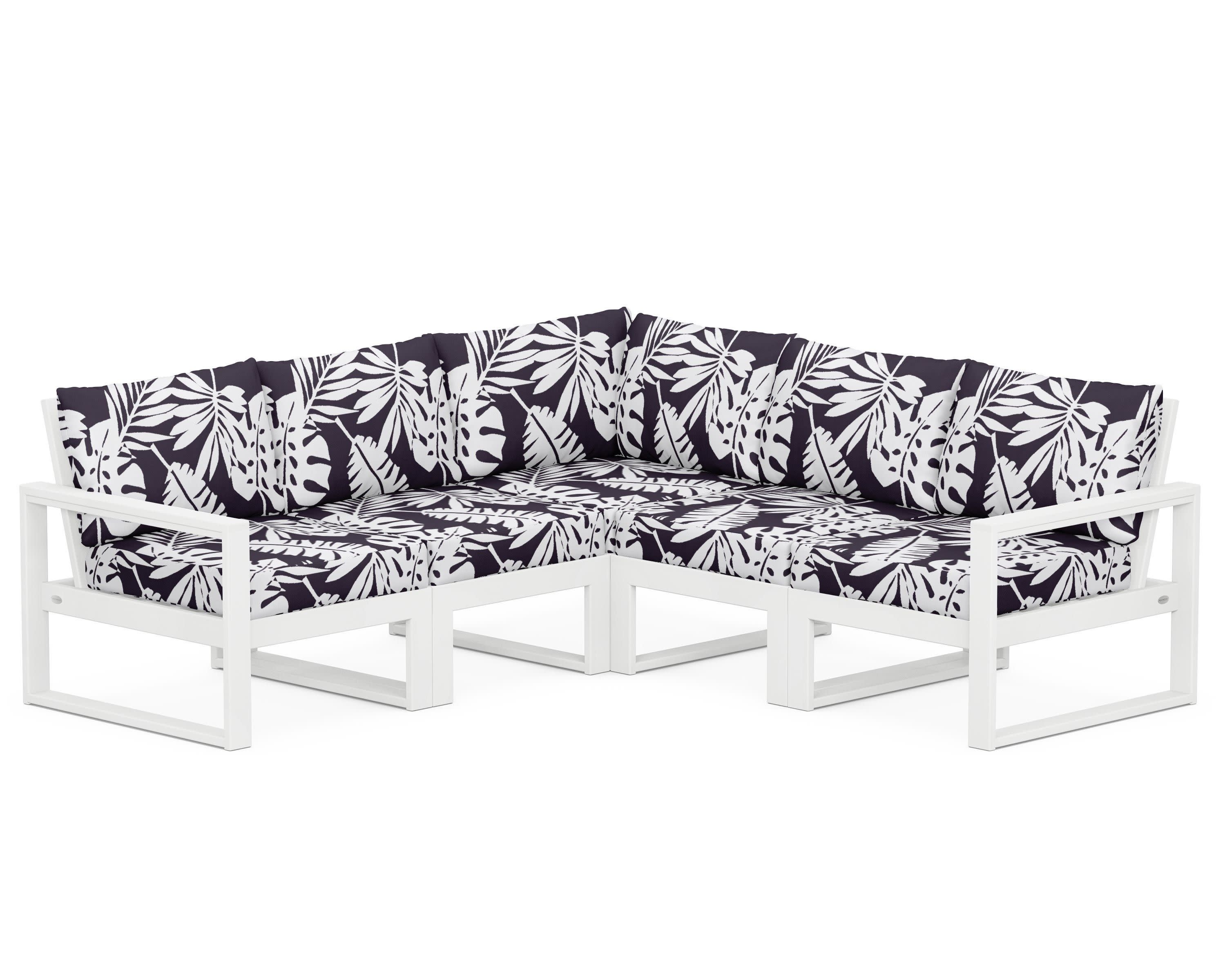 EDGE 5-Piece Modular Deep Seating Set in White / Leaf Navy