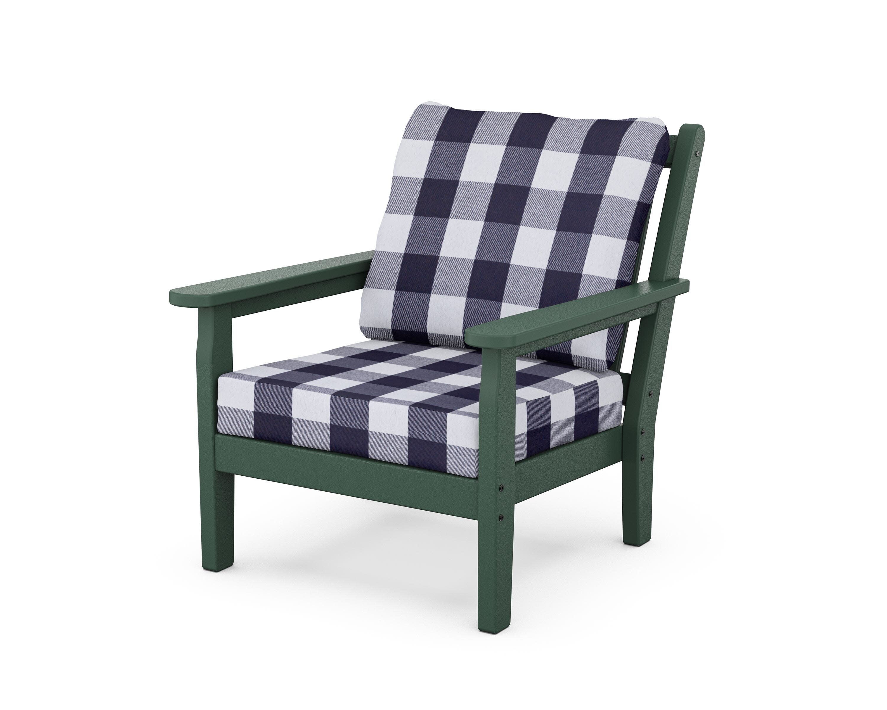 Chippendale Deep Seating Chair in Green / Buffalo Plaid Navy