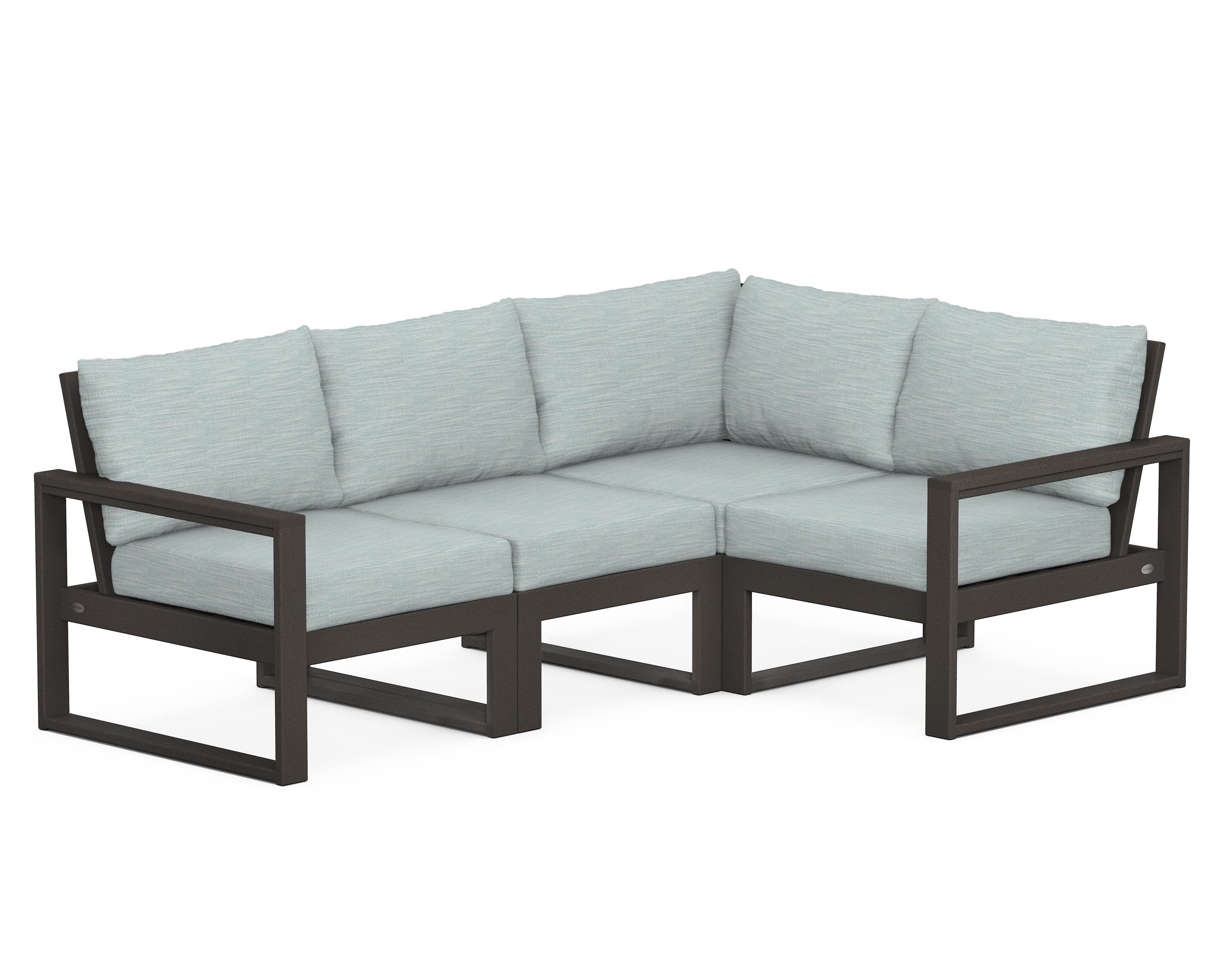 EDGE 4-Piece Modular Deep Seating Set in Vintage Coffee / Soothe Mist
