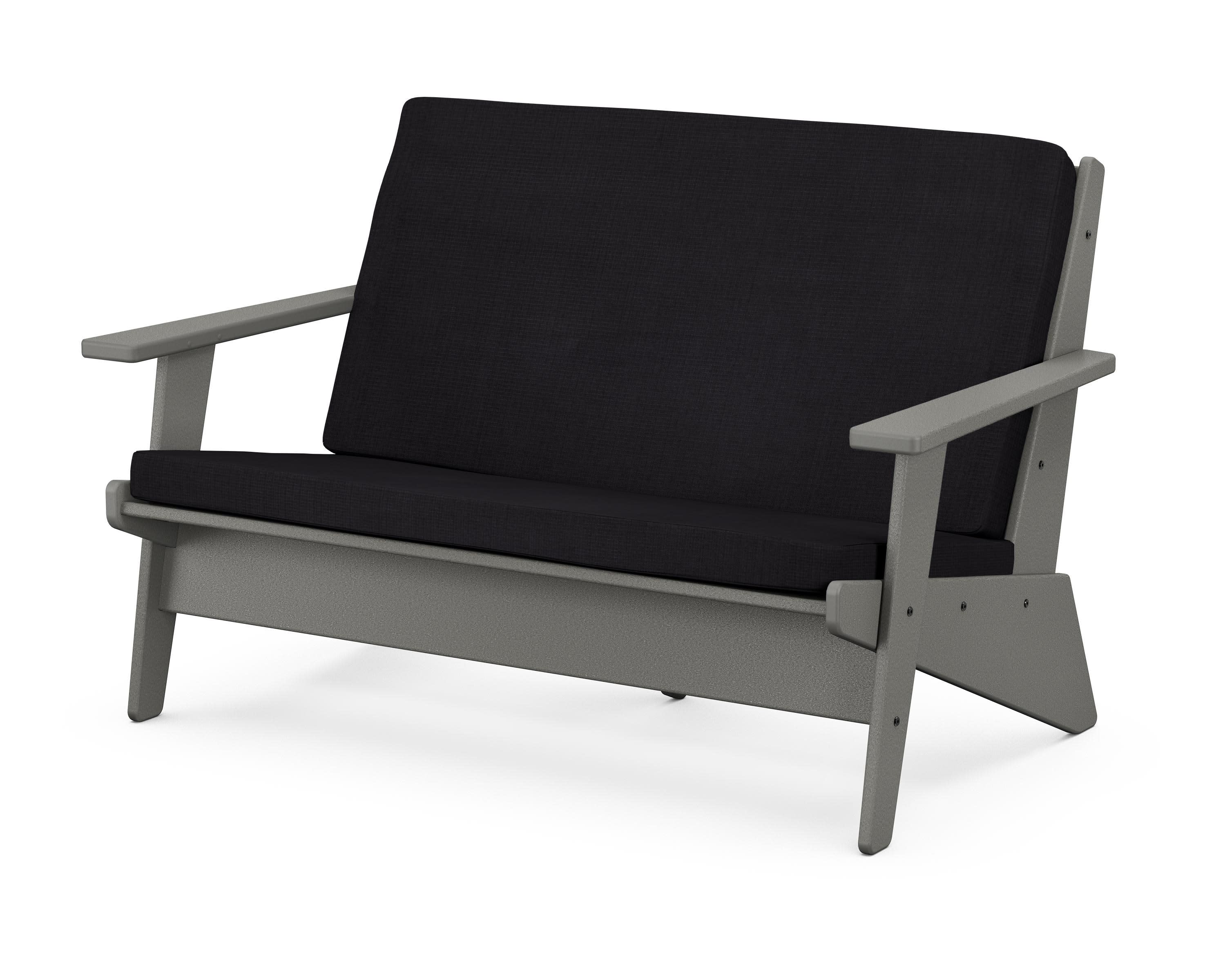 Riviera Modern Lounge Loveseat in Slate Grey / Midnight Linen
