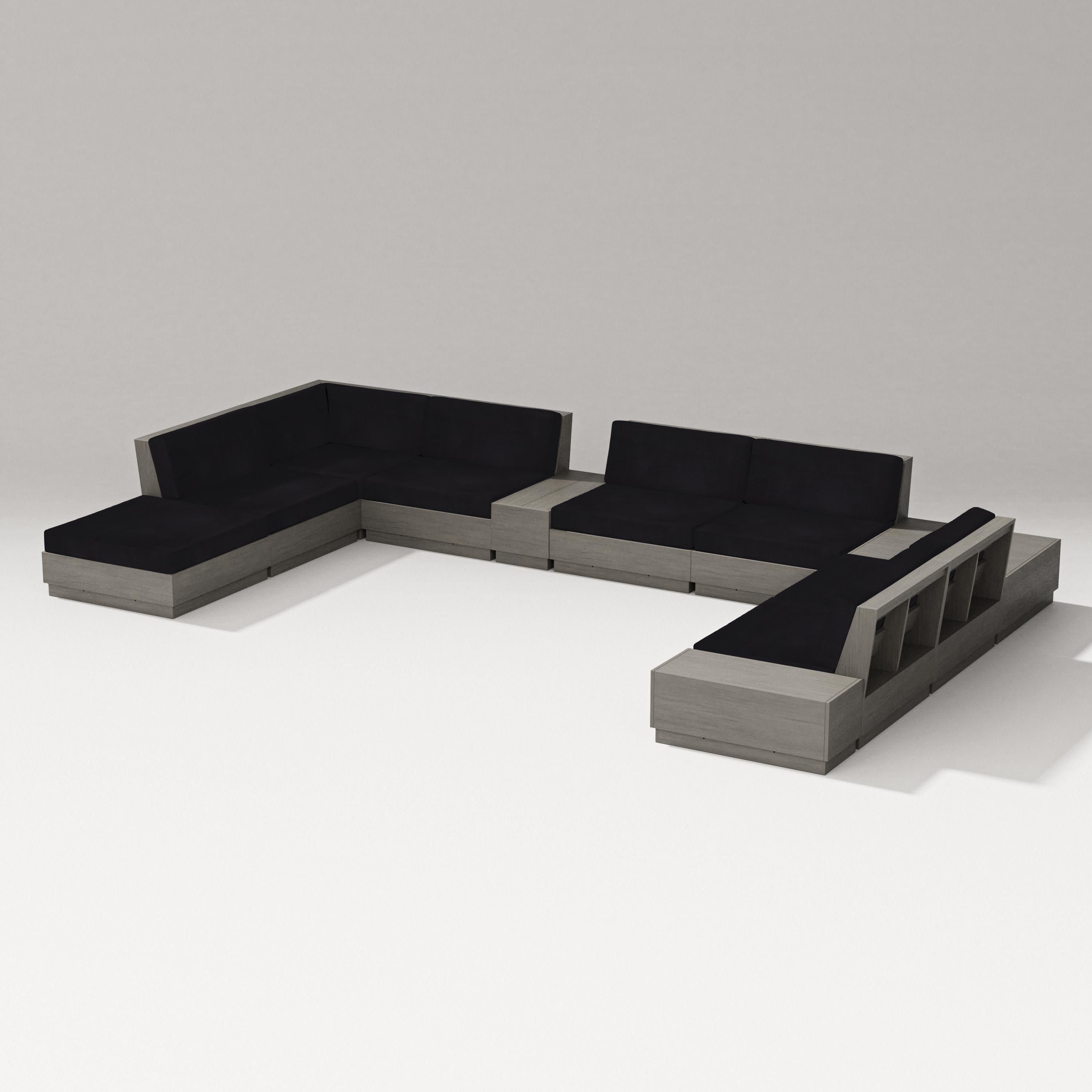 Elevate 11-Piece Conversation Sectional Set in Driftwood / Midnight Linen