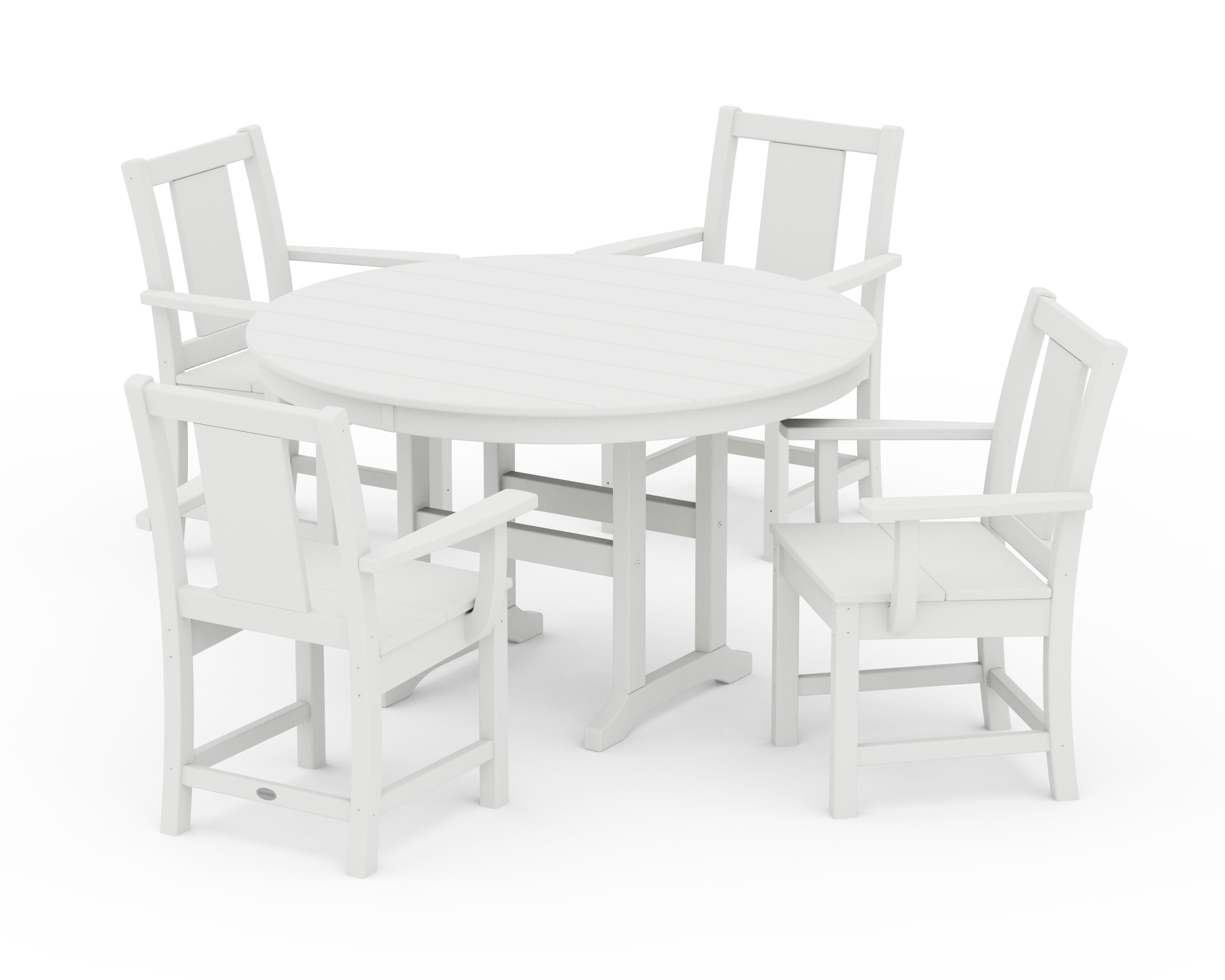 Prairie 5-Piece Round Farmhouse Dining Set in White