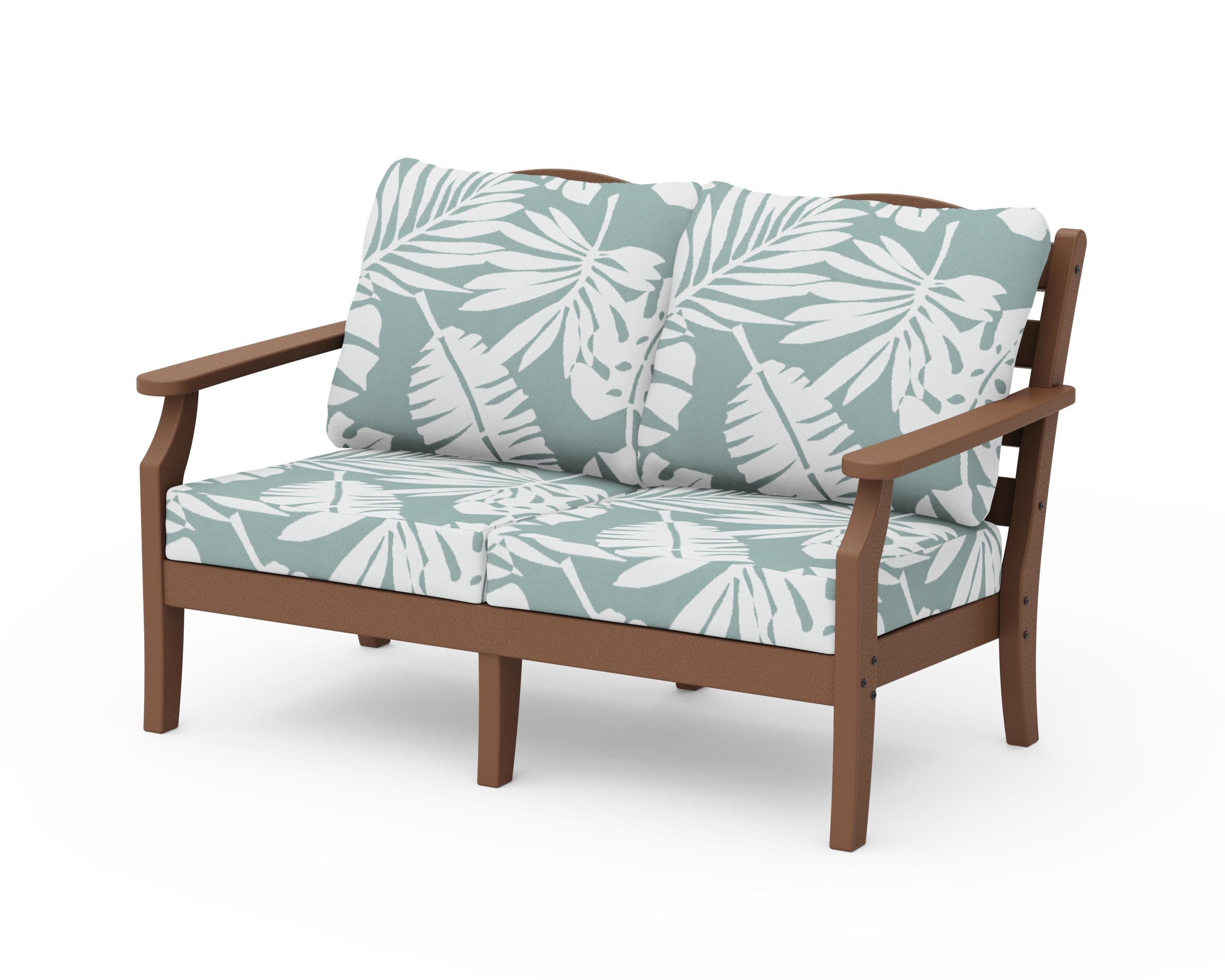 Savannah Deep Seating Loveseat in Teak / Leaf Glacier Spa