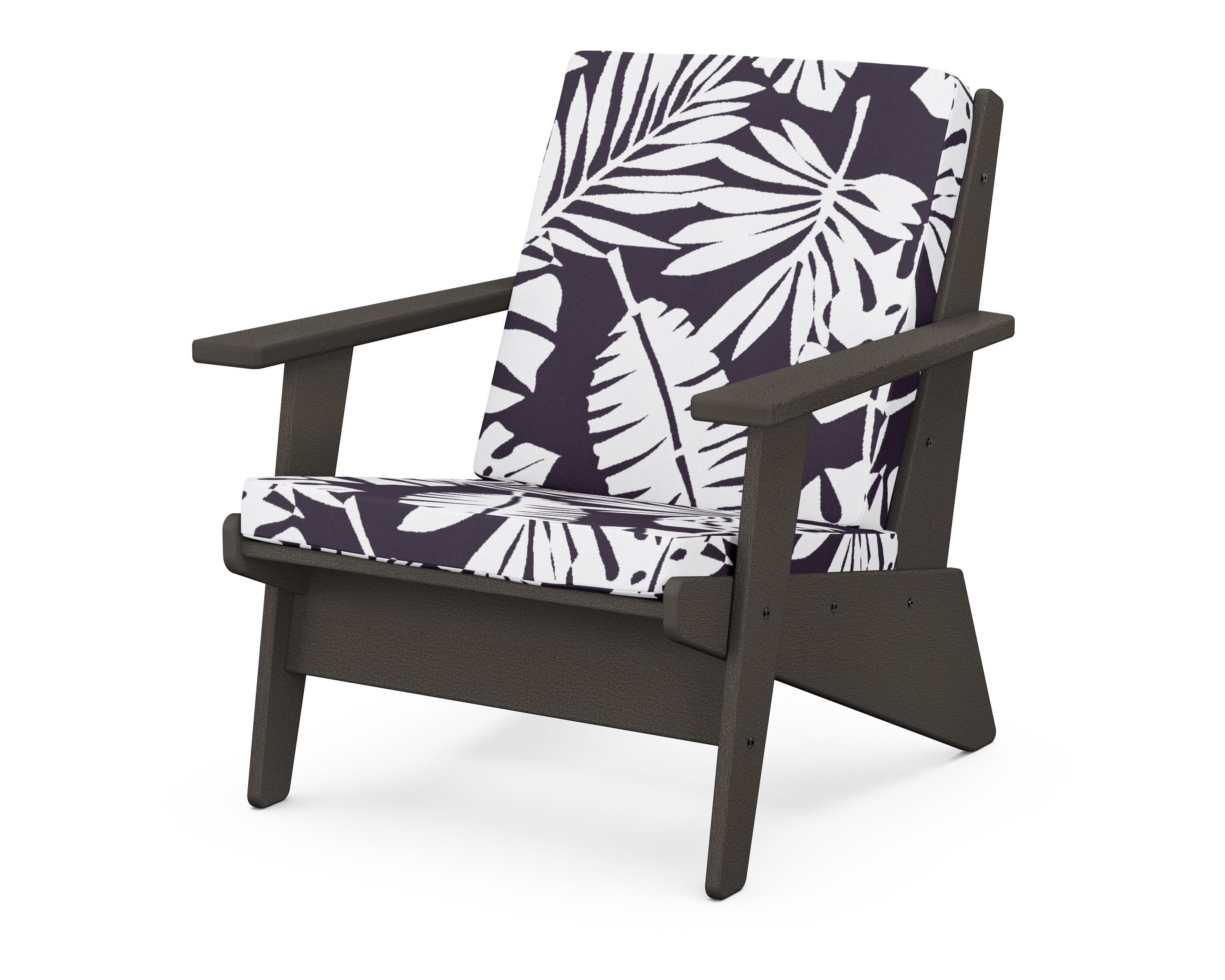 Riviera Modern Lounge Chair in Vintage Coffee / Leaf Navy