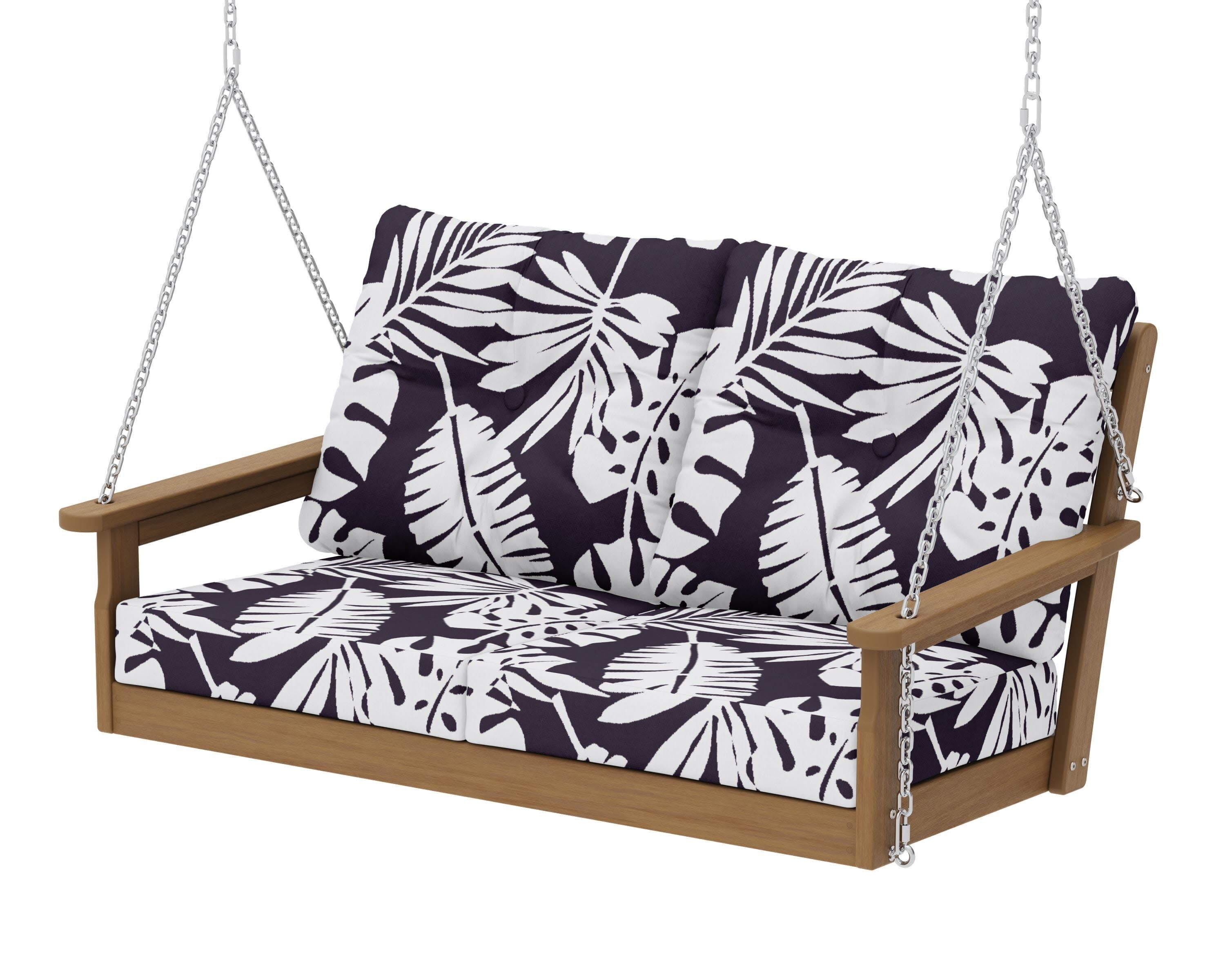 Vineyard Deep Seating Swing in Natural / Leaf Navy