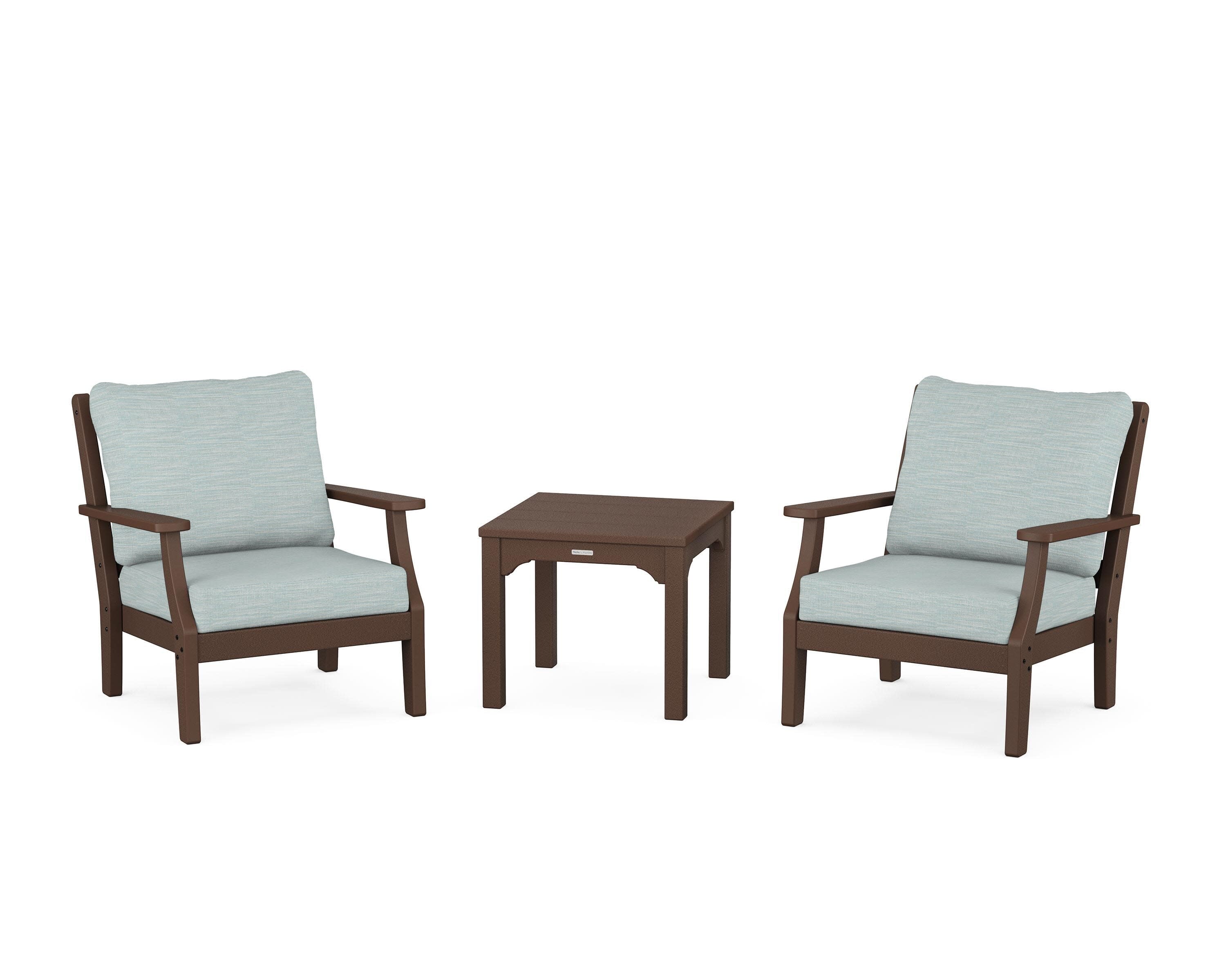 Chinoiserie 3-Piece Deep Seating Set in Mahogany / Soothe Mist
