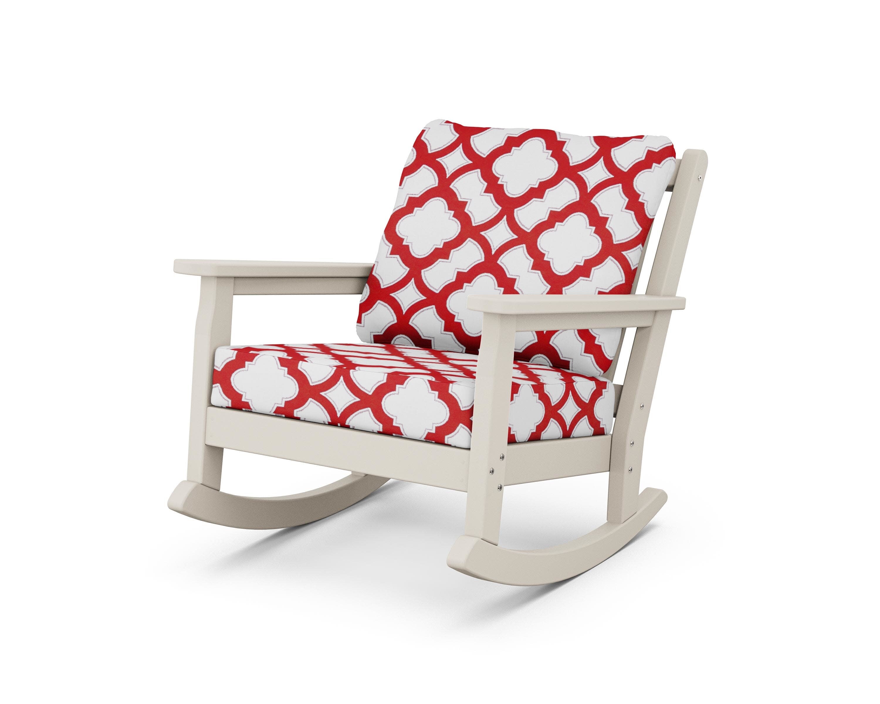 Chippendale Deep Seating Rocking Chair in Sand / Trellis Crimson