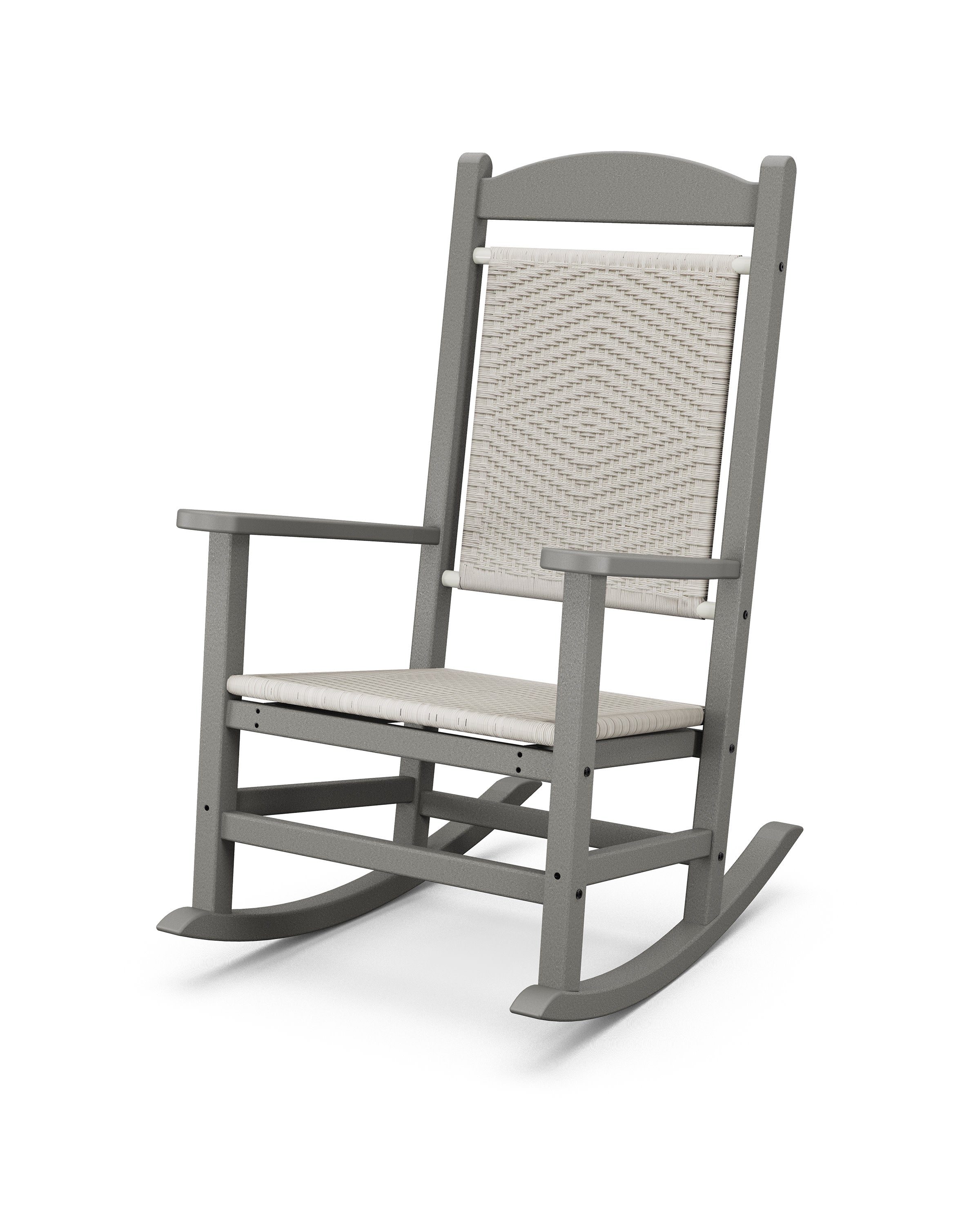Presidential Woven Rocking Chair in Slate Grey / White Loom
