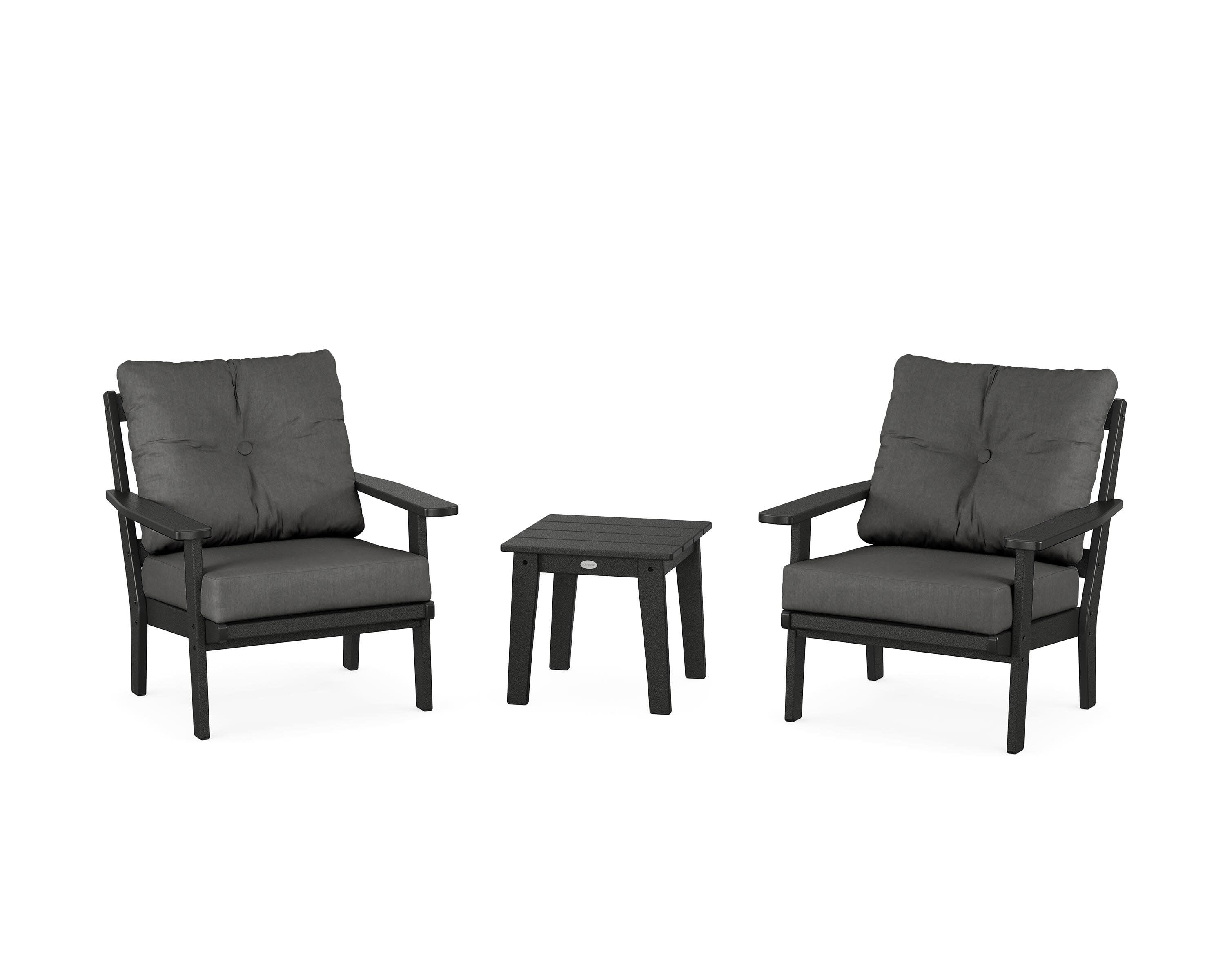 Oxford 3-Piece Deep Seating Set in Black / Spectrum Carbon