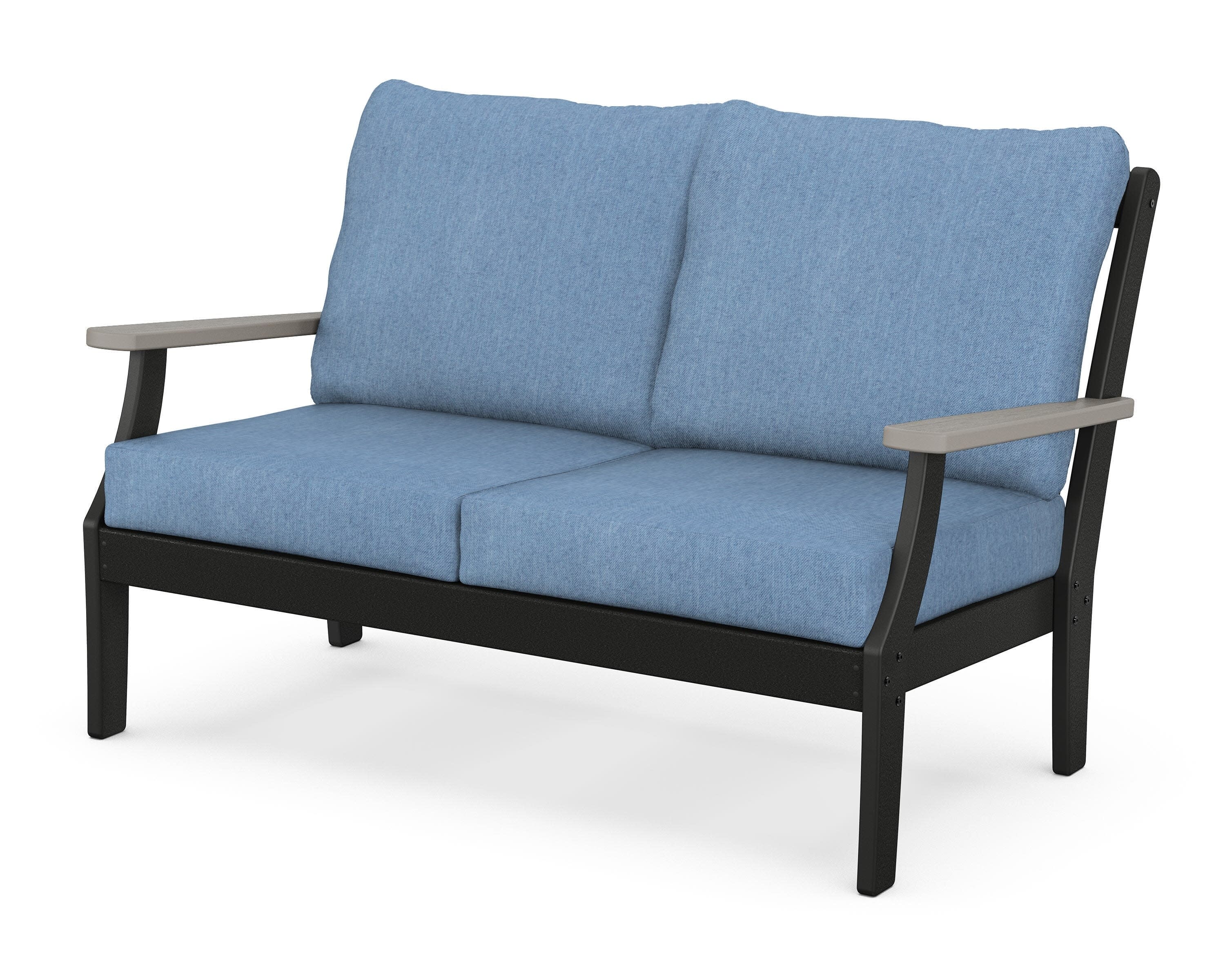 Braxton Deep Seating Loveseat in Black / Driftwood / Sky Blue