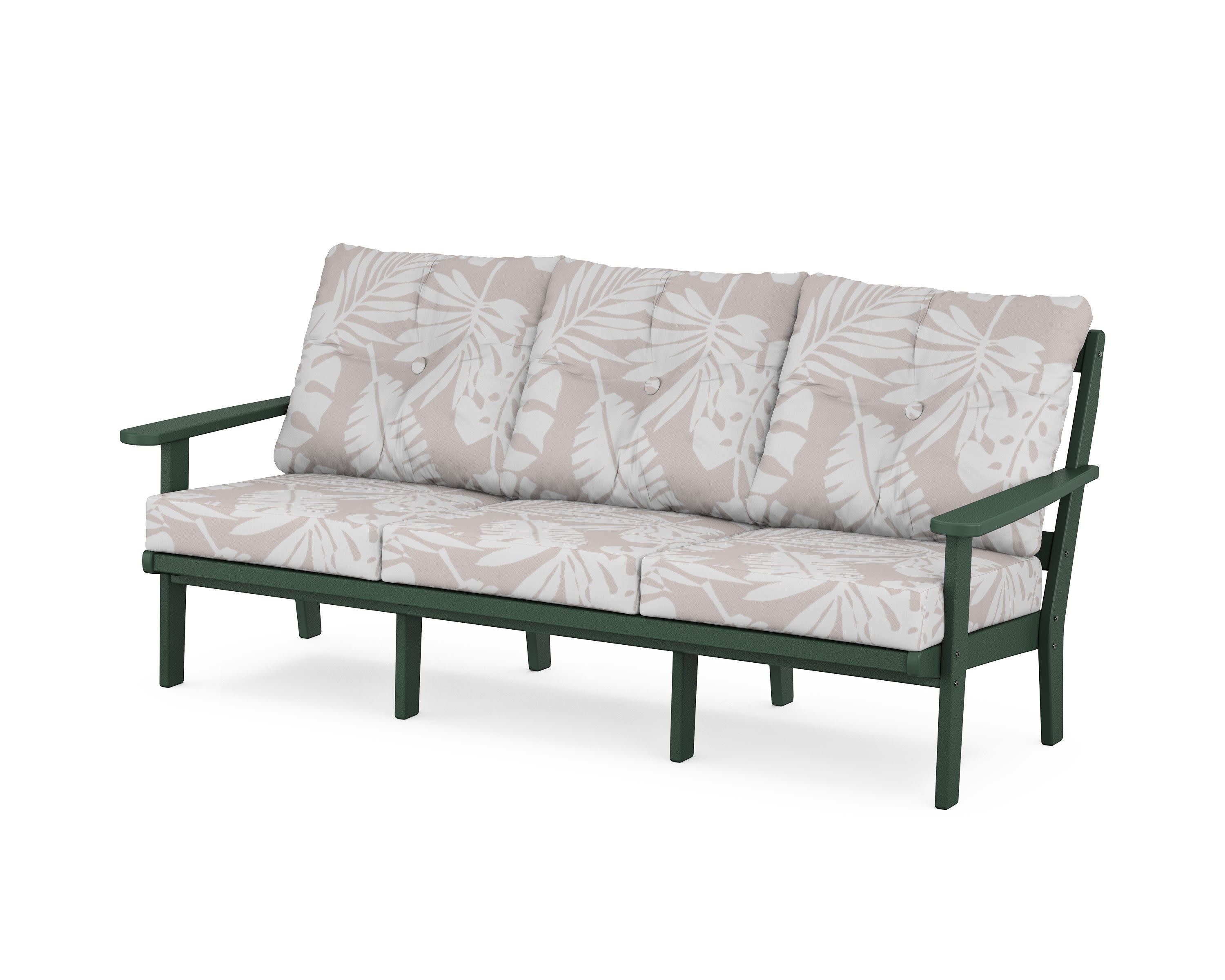 Mission Deep Seating Sofa in Green / Leaf Dune Burlap