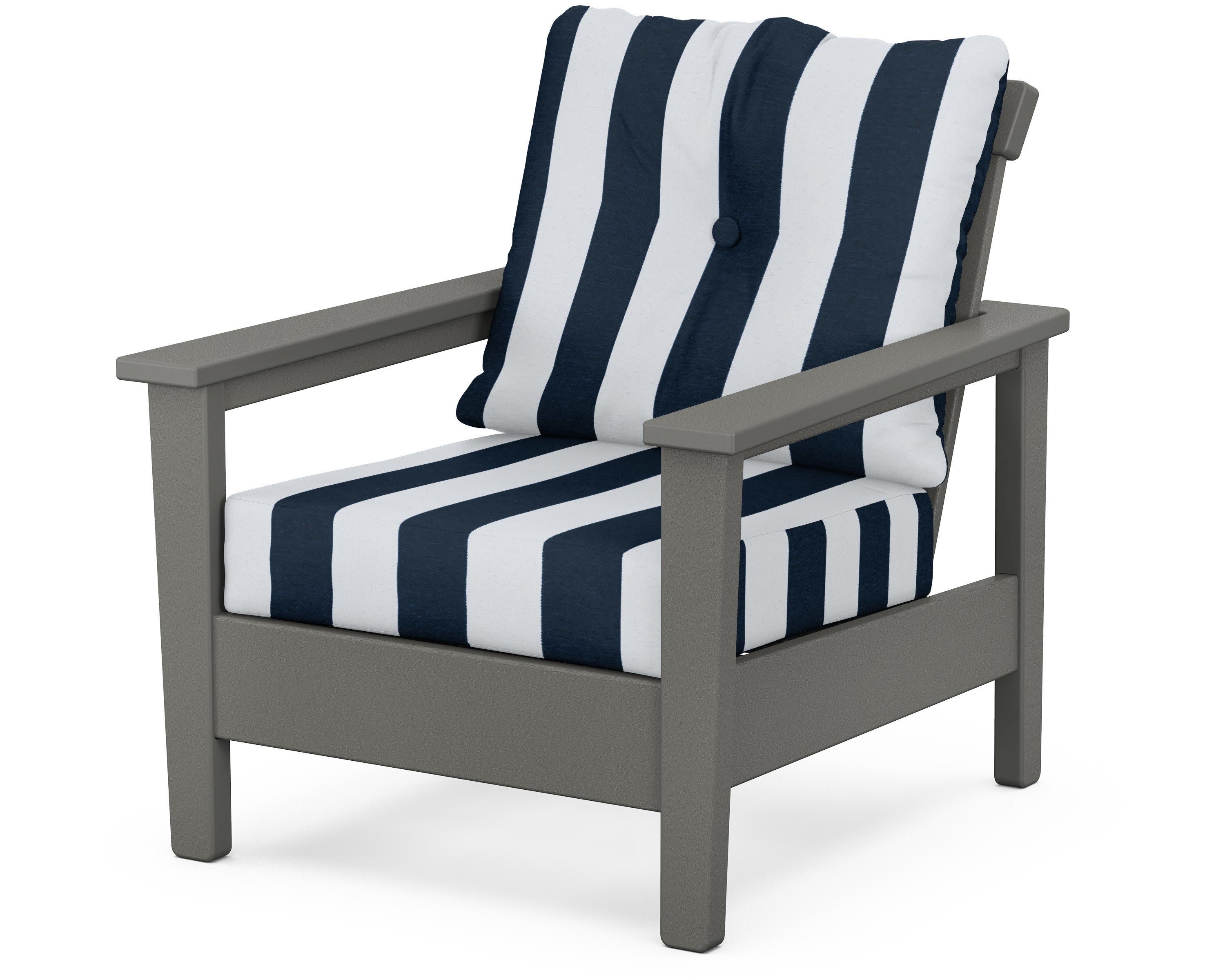 Prescott Deep Seating Chair in Slate Grey / Cabana Stripe Marine Indigo
