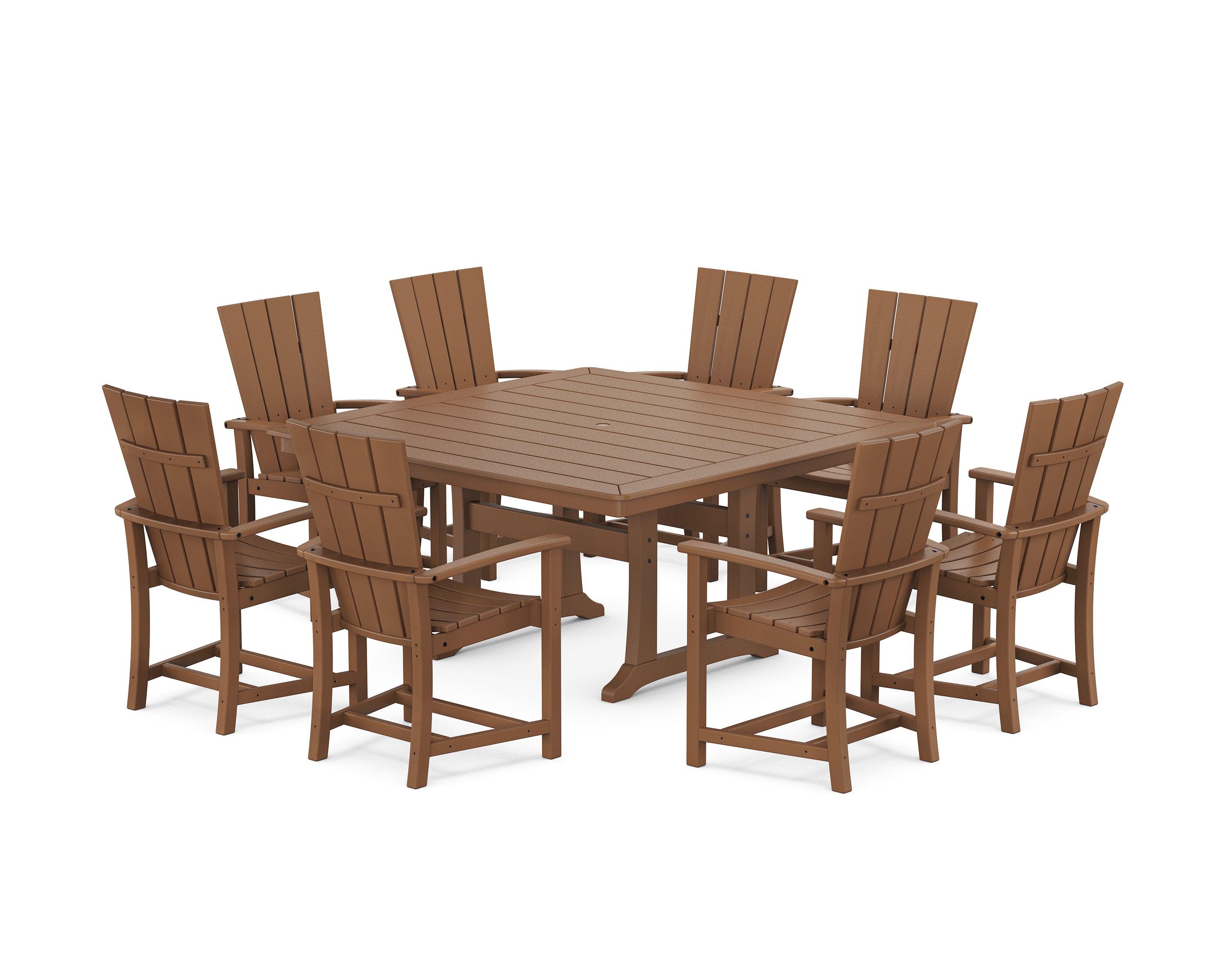 Quattro 9-Piece Square Dining Set with Trestle Legs in Teak