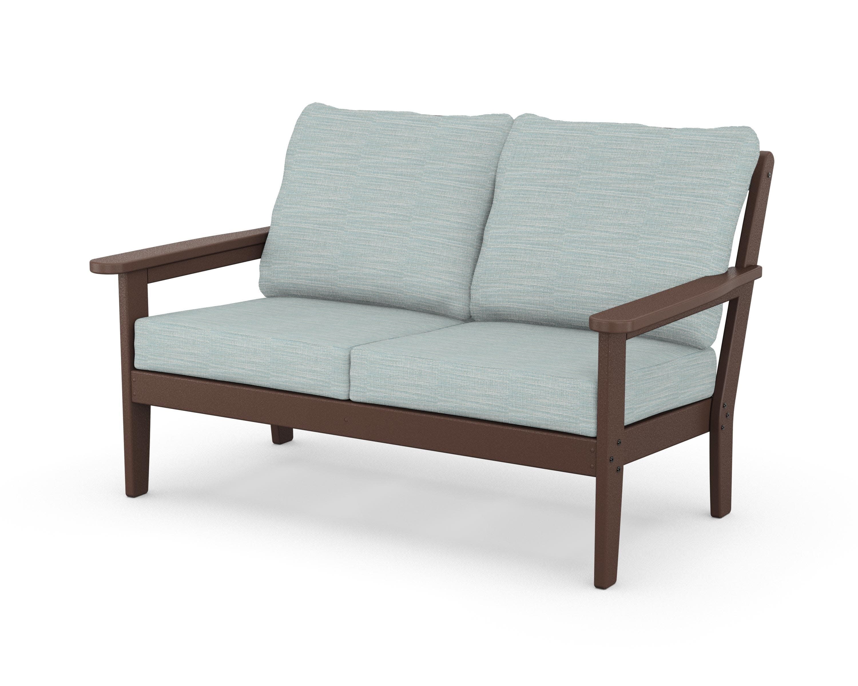 Cottage Deep Seating Loveseat in Mahogany / Soothe Mist