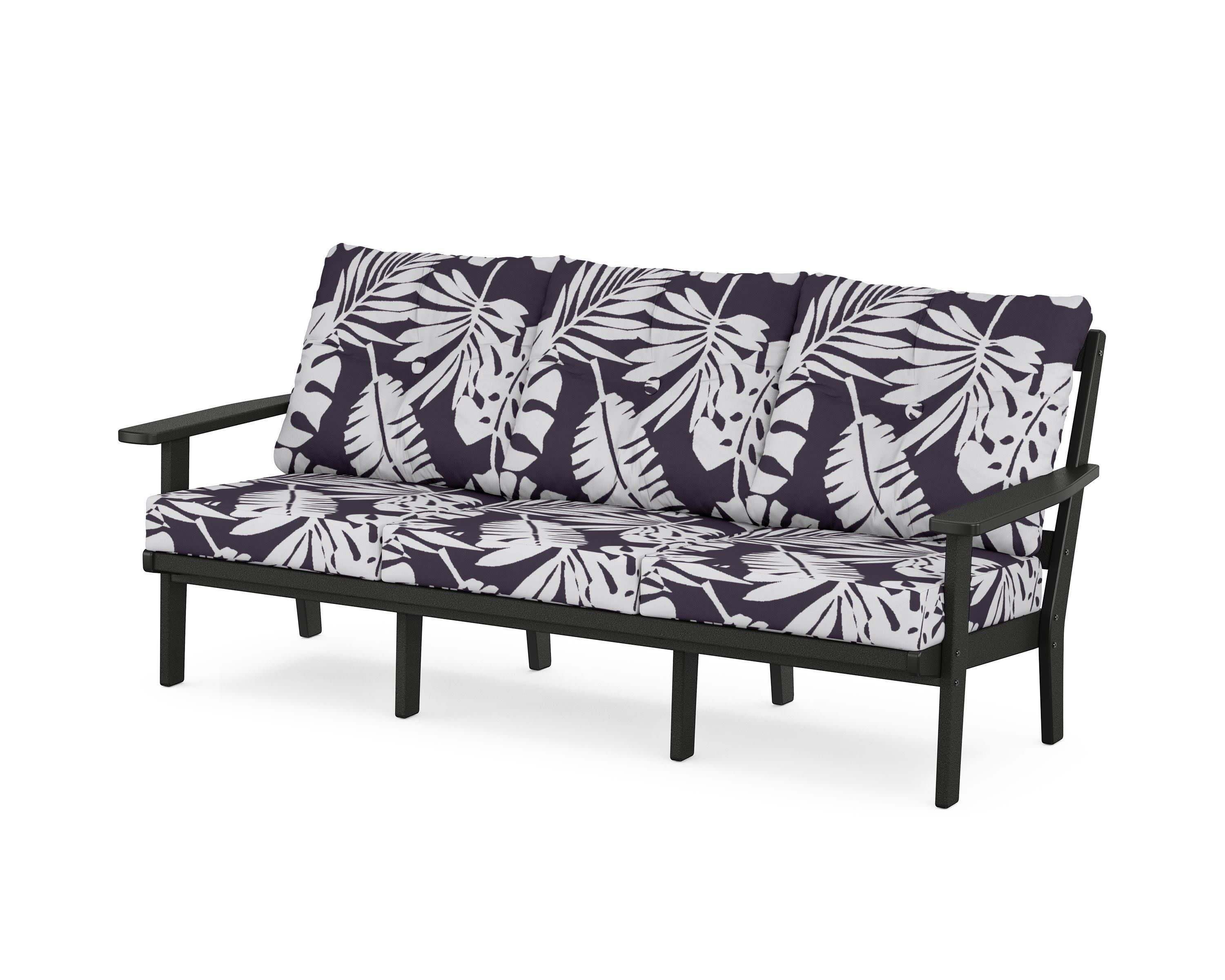 PrairieDeep Seating Sofa in Black / Leaf Navy