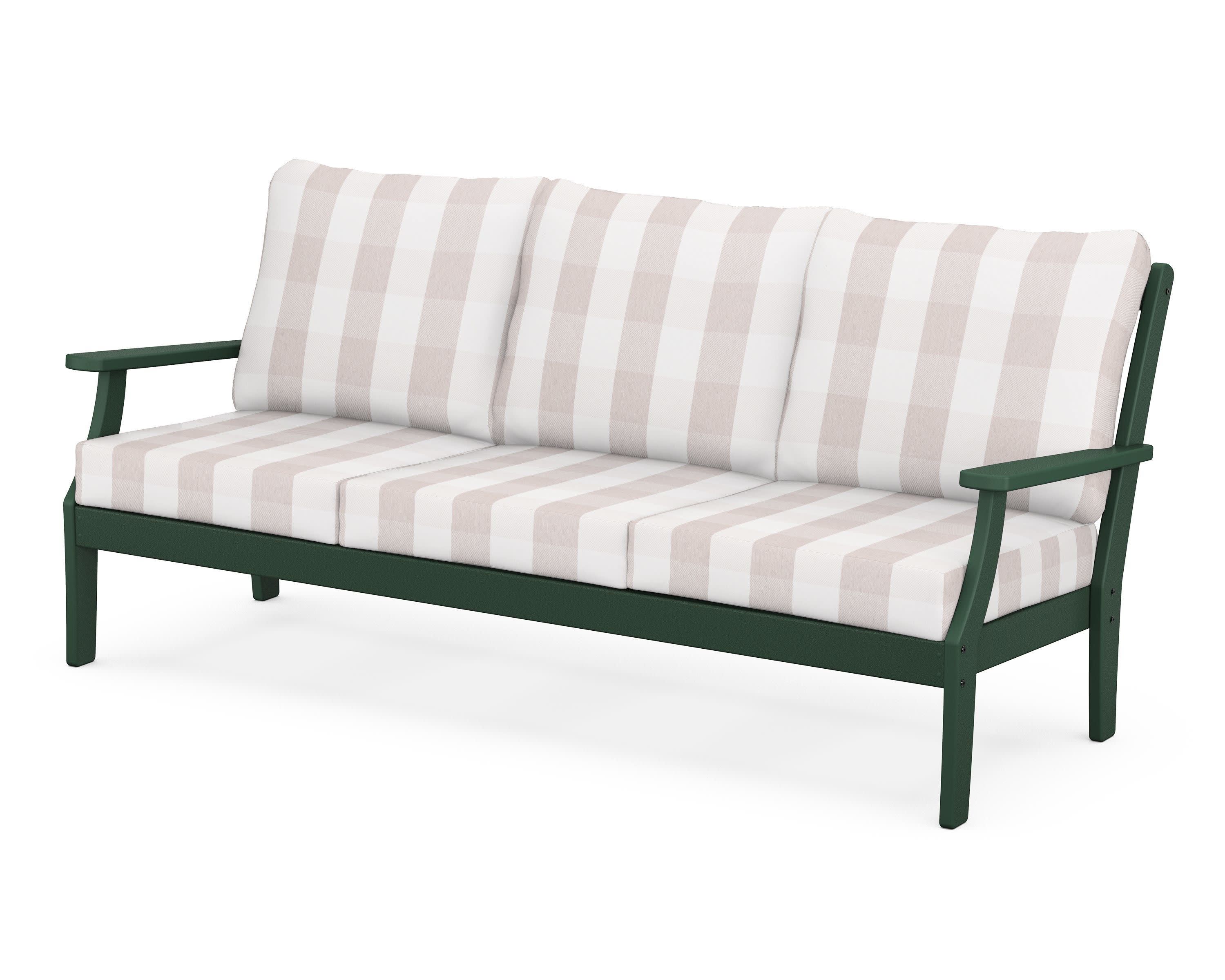 Braxton Deep Seating Sofa in Green / Buffalo Plaid Dune Burlap