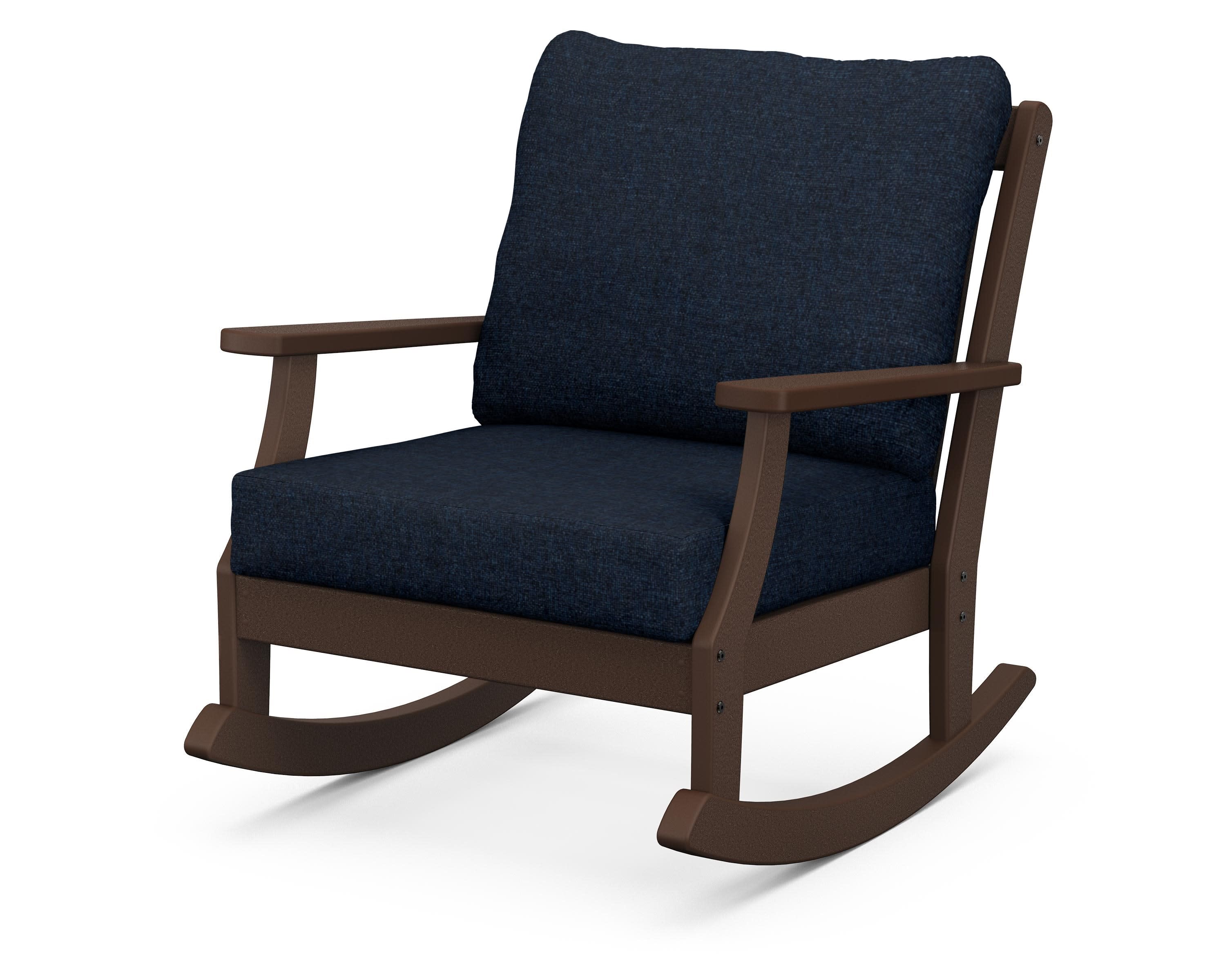 Braxton Deep Seating Rocking Chair in Mahogany / Marine Indigo