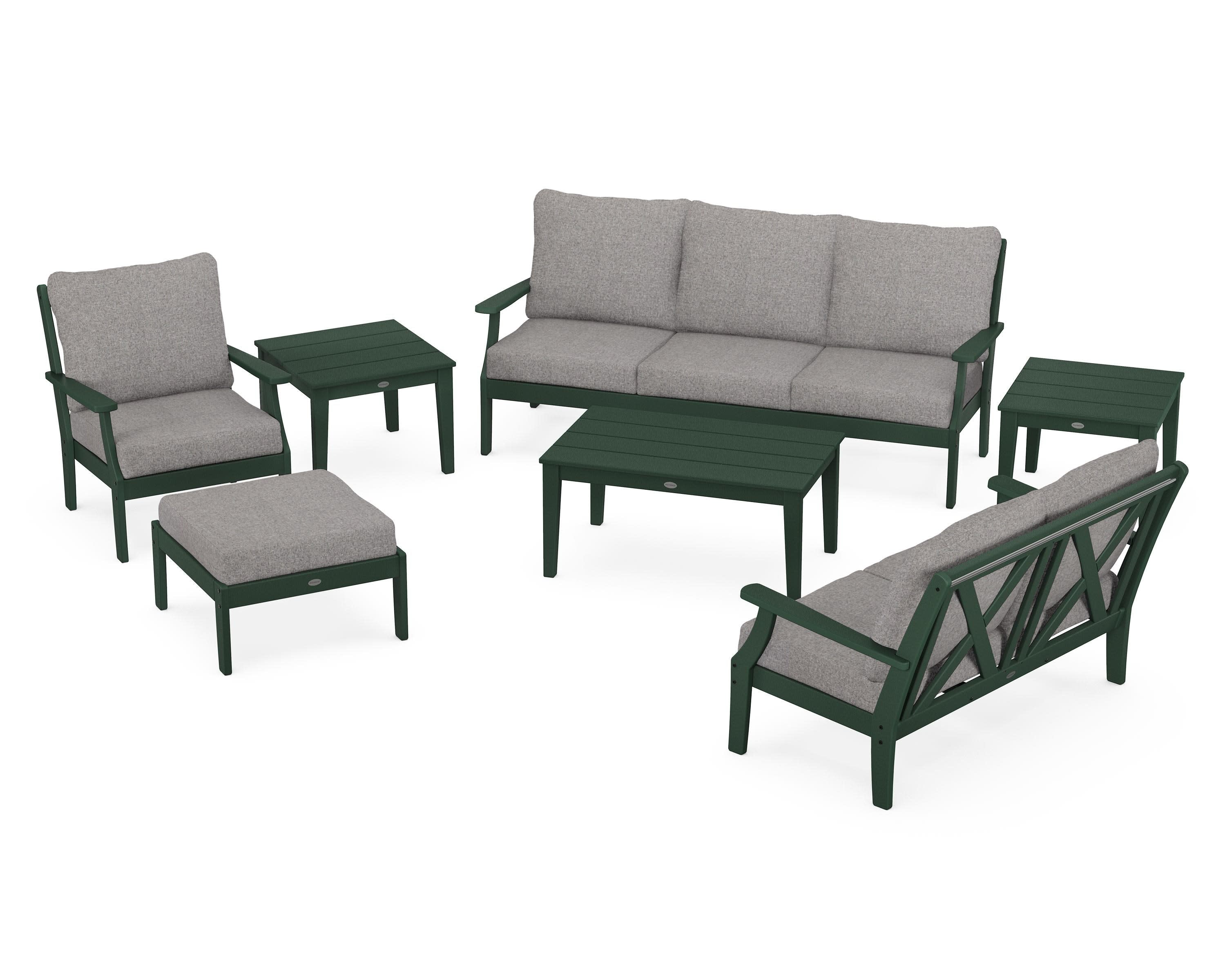 Braxton 7-Piece Deep Seating Set in Green / Grey Mist