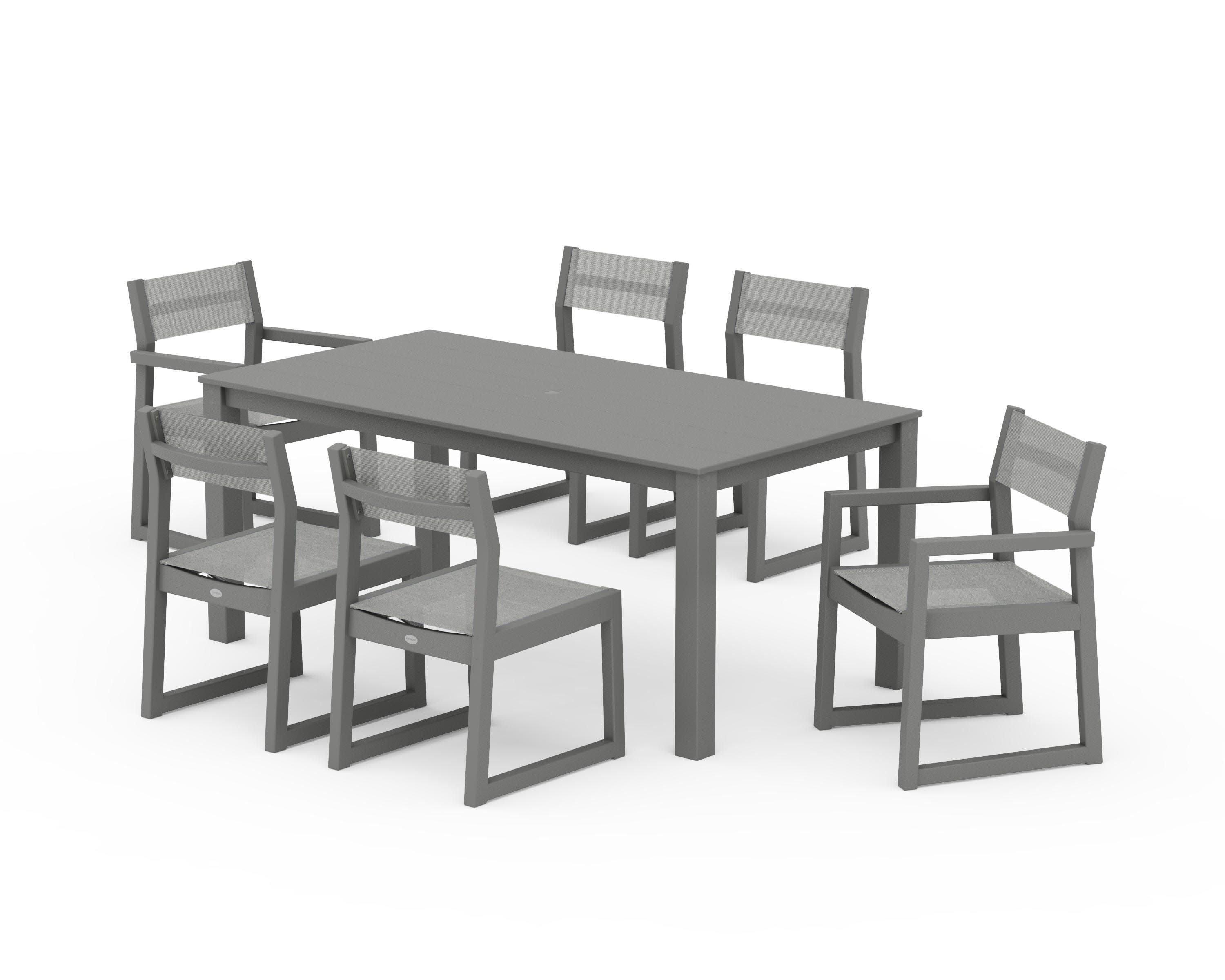 EDGE Sling 7-Piece Parsons Dining Set in Slate Grey / Metallic Sling