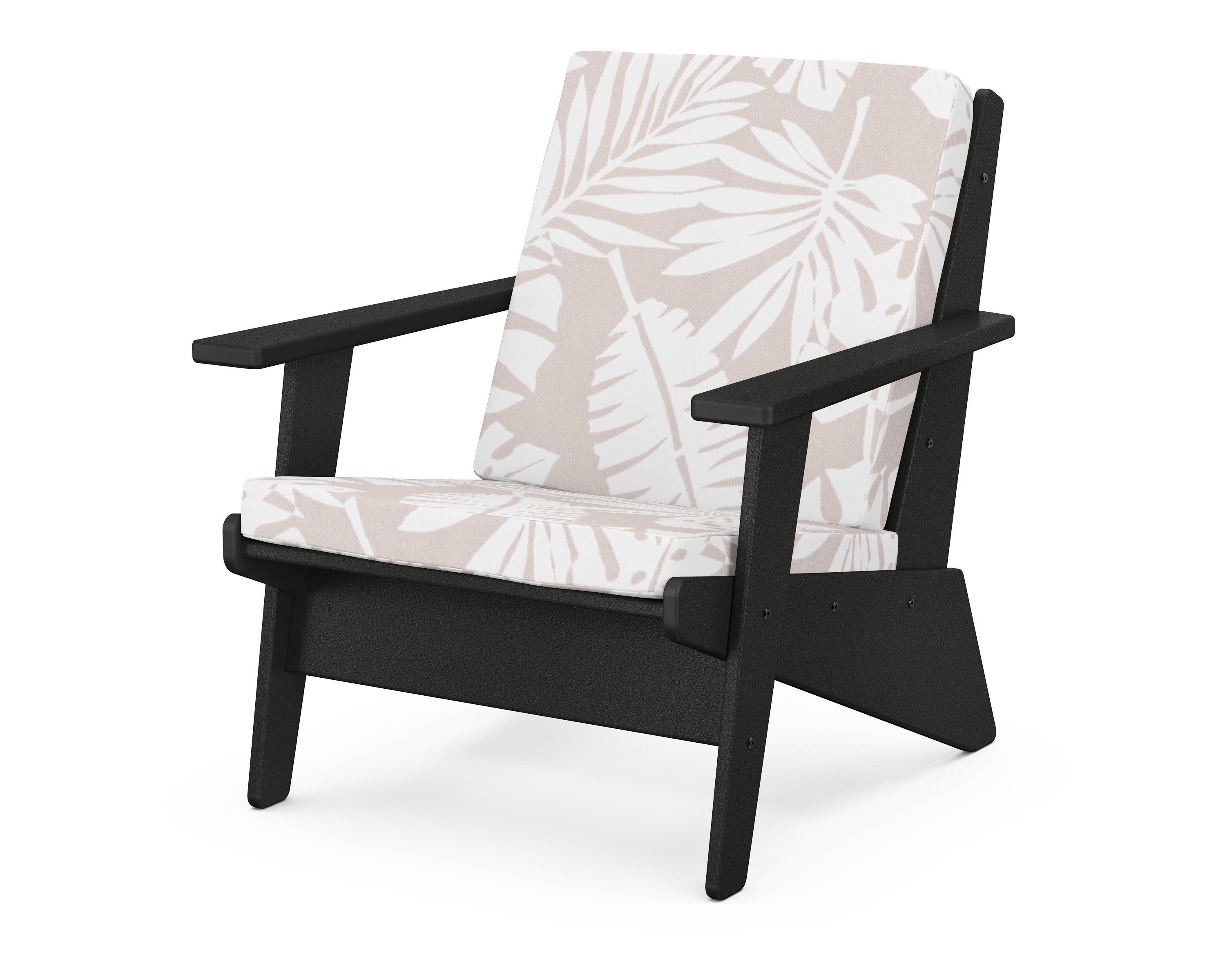 Riviera Modern Lounge Chair in Black / Leaf Dune Burlap
