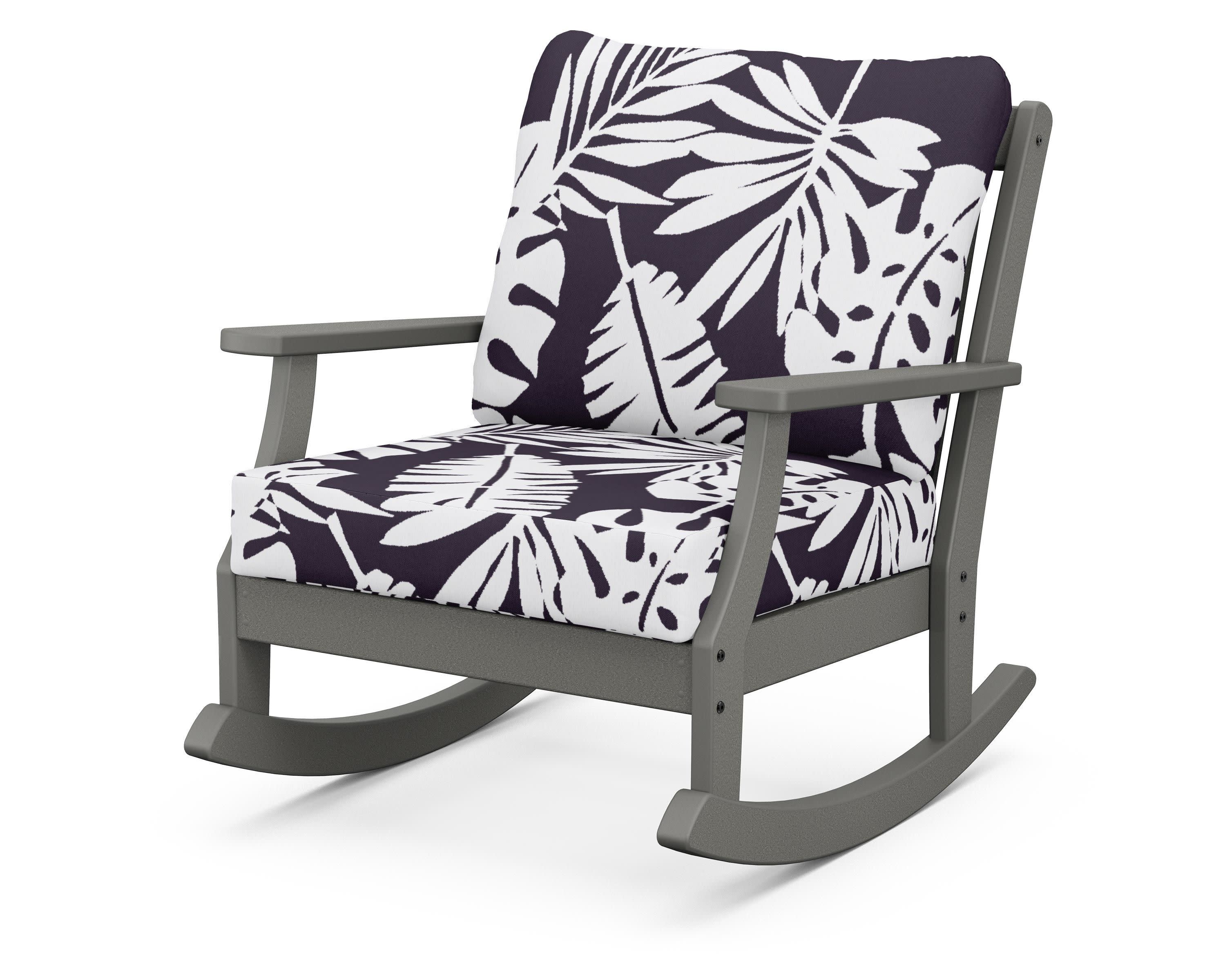 Braxton Deep Seating Rocking Chair in Slate Grey / Leaf Navy