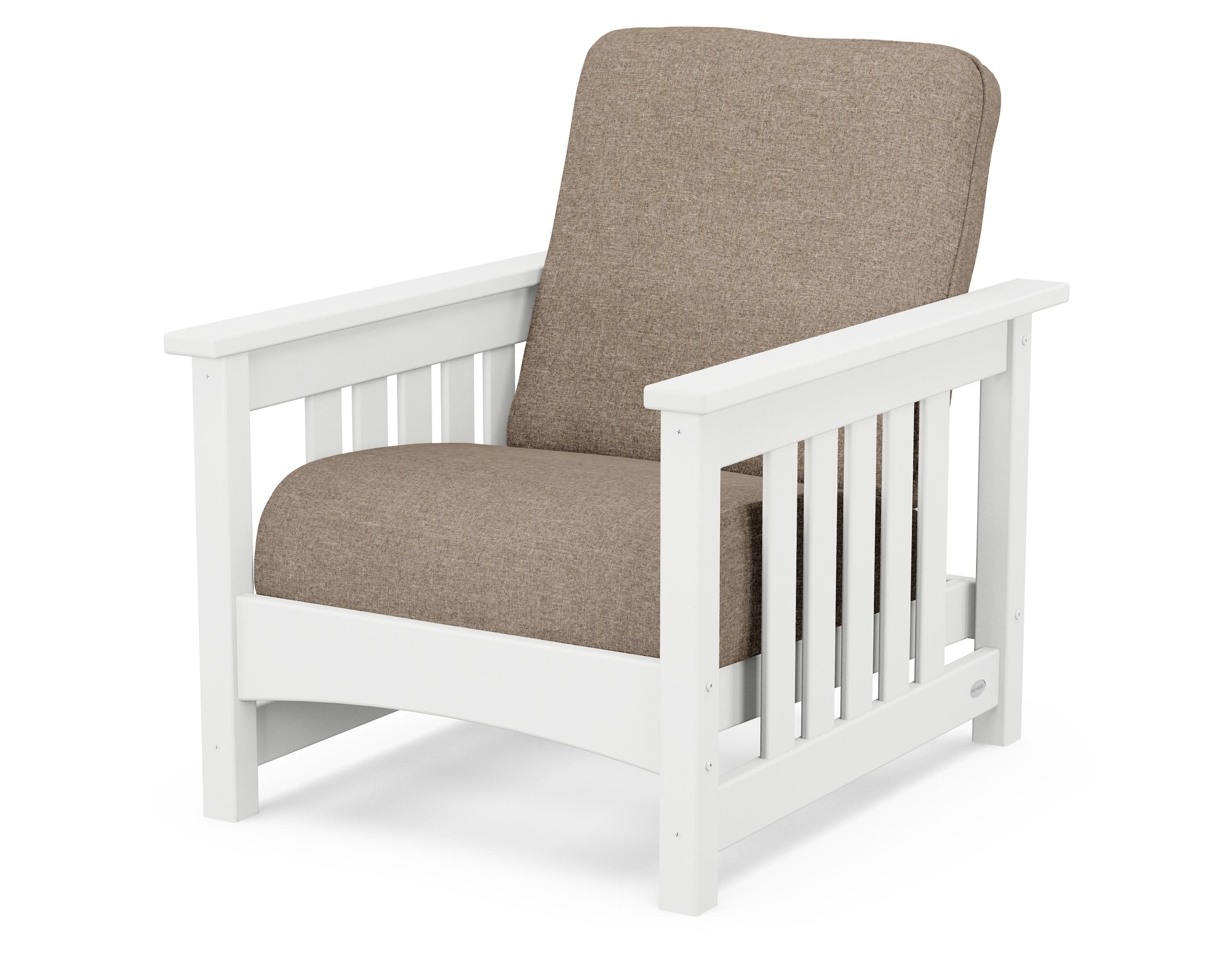 Club Mission Chair in White / Spiced Burlap