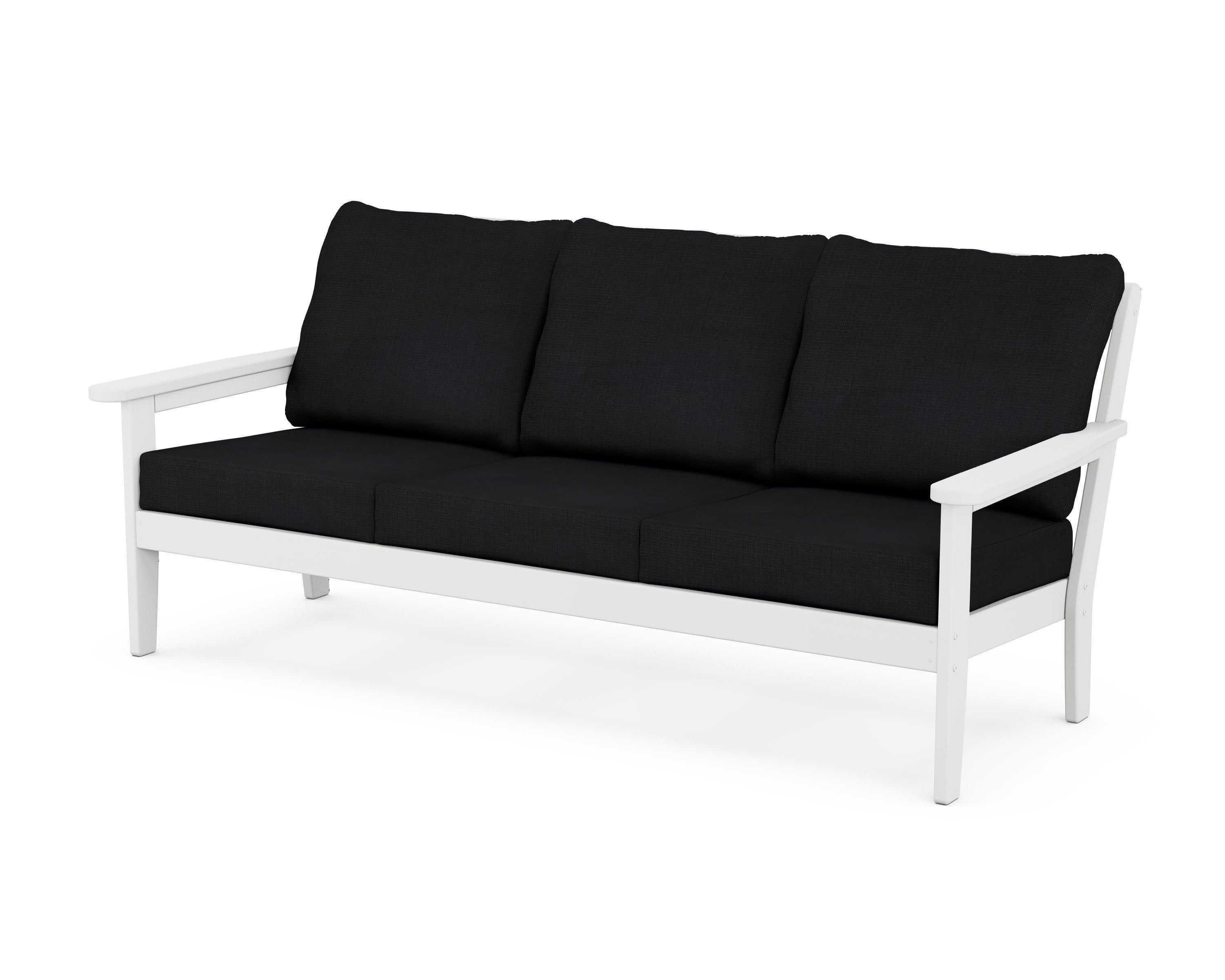 Cottage Deep Seating Sofa in White / Midnight Linen