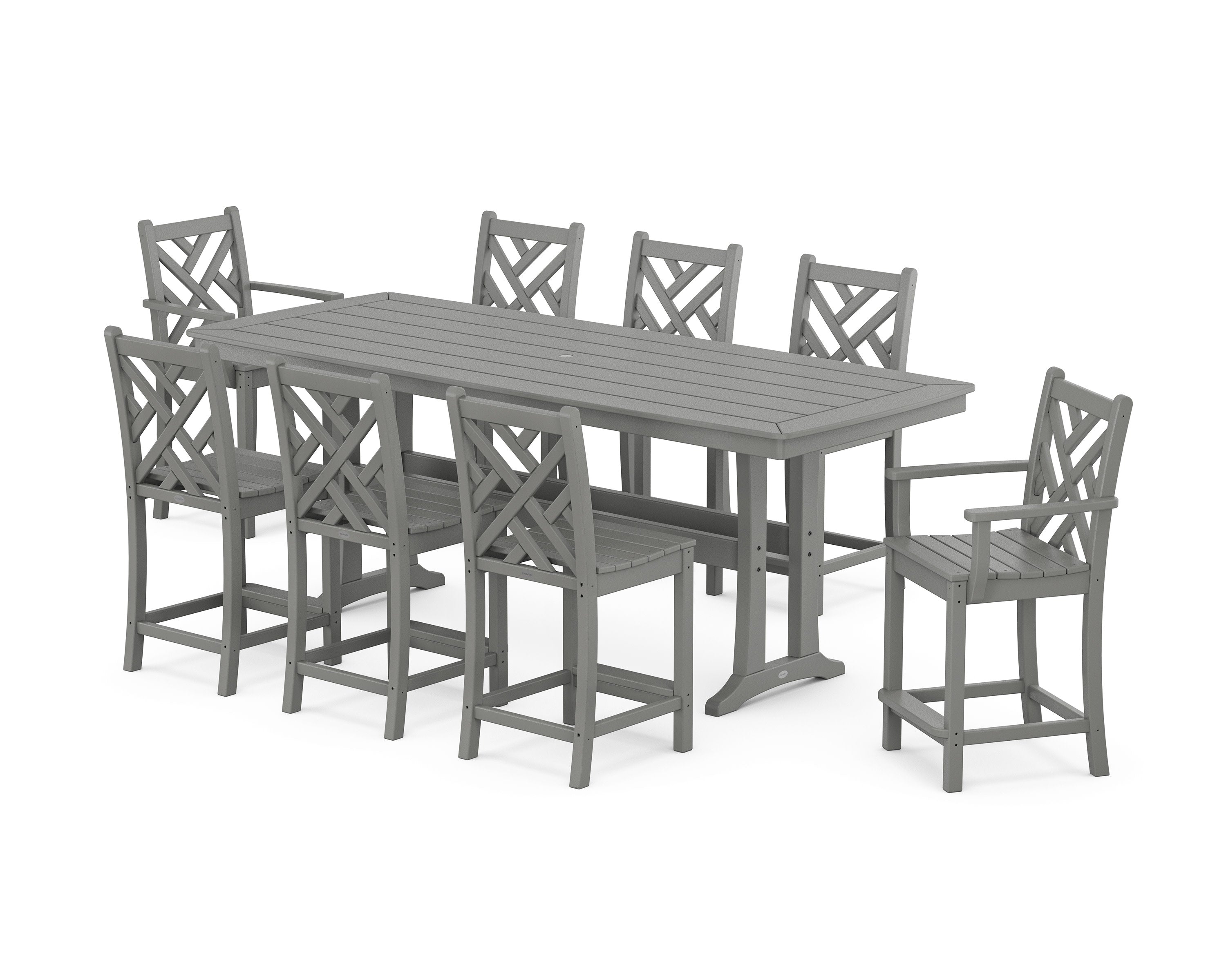 Chippendale 9-Piece Counter Set with Trestle Legs in Slate Grey