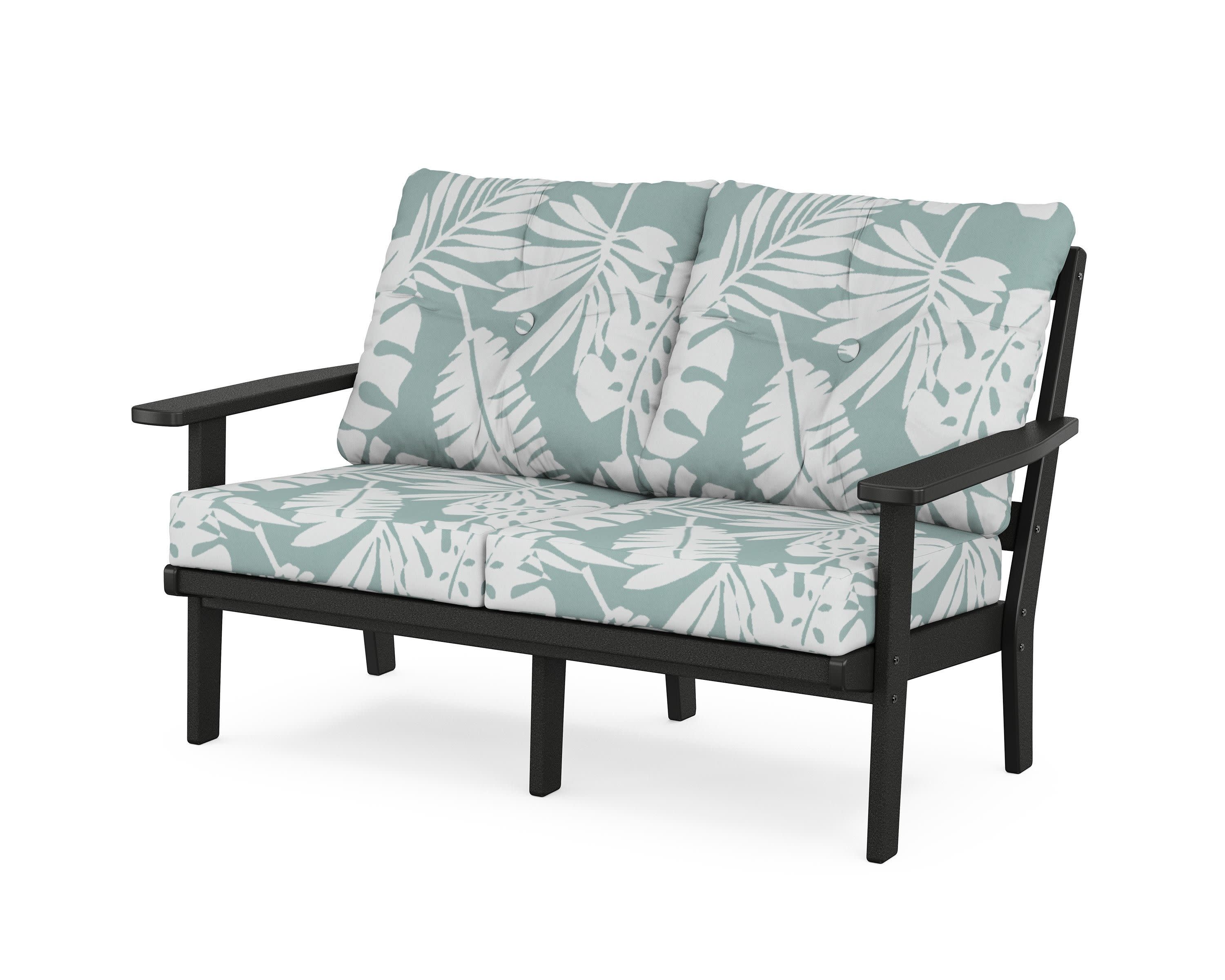 Oxford Deep SeatingLoveseat in Black / Leaf Glacier Spa